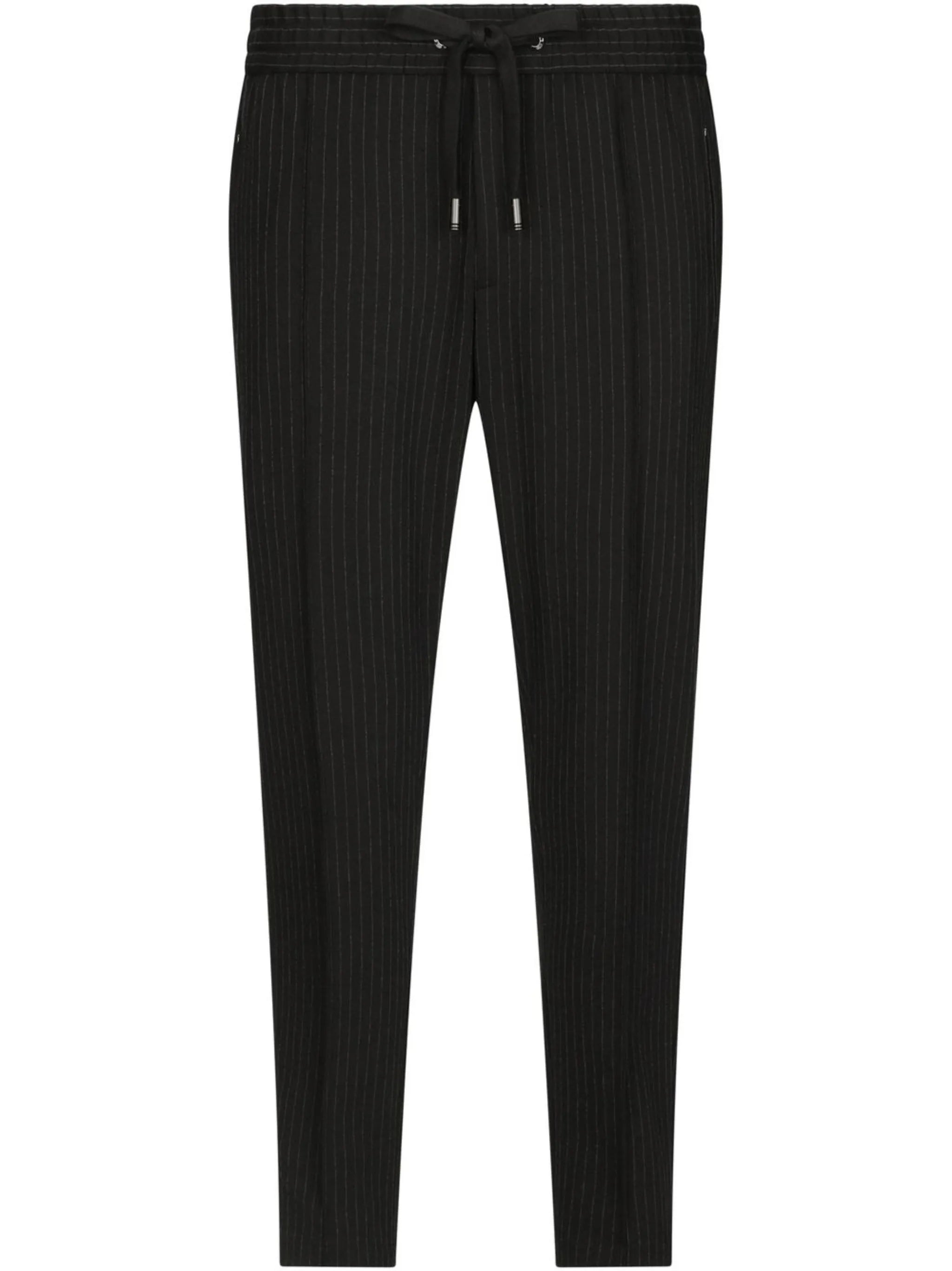 pinstripe tapered track trousers