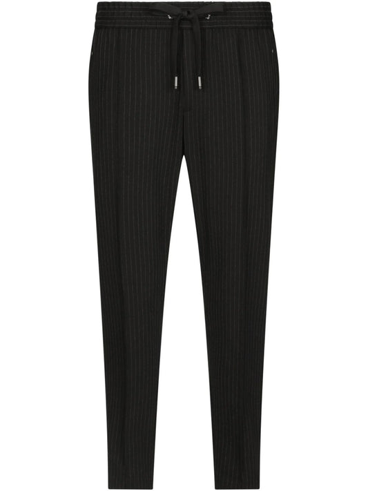 pinstripe tapered track trousers
