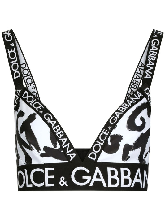 graffiti-print triangle bra