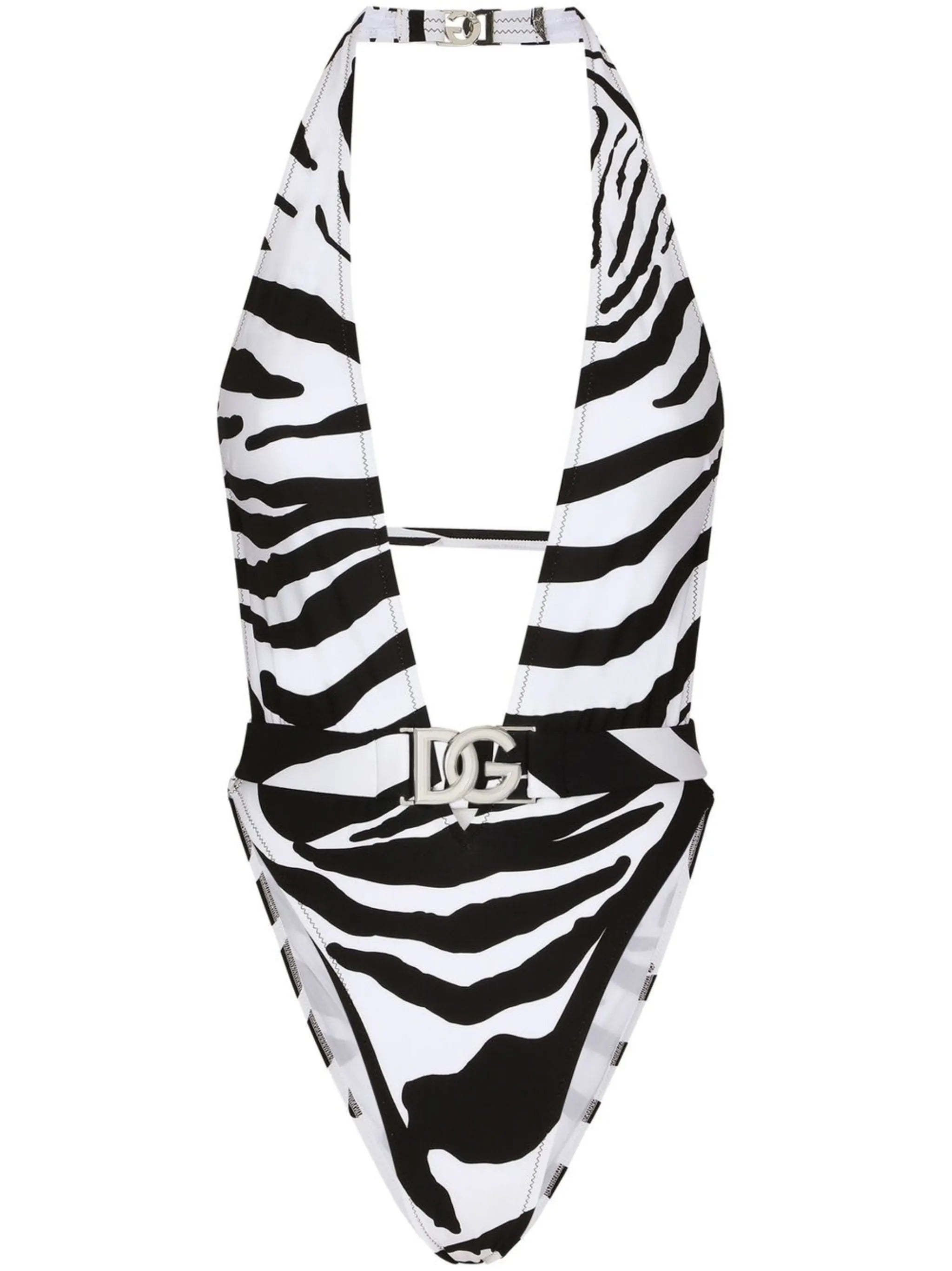 logo-plaque halterneck swimsuit