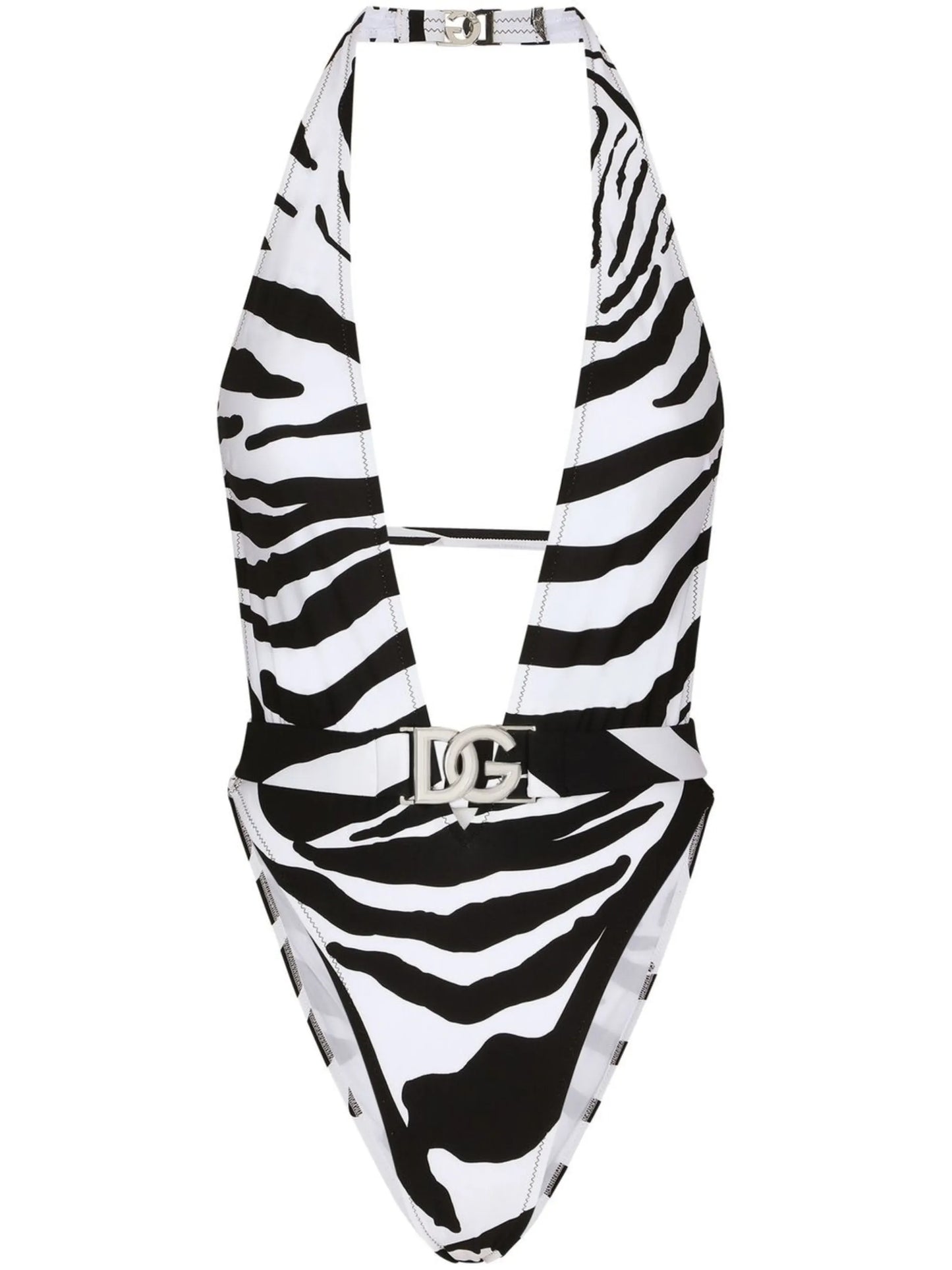 logo-plaque halterneck swimsuit
