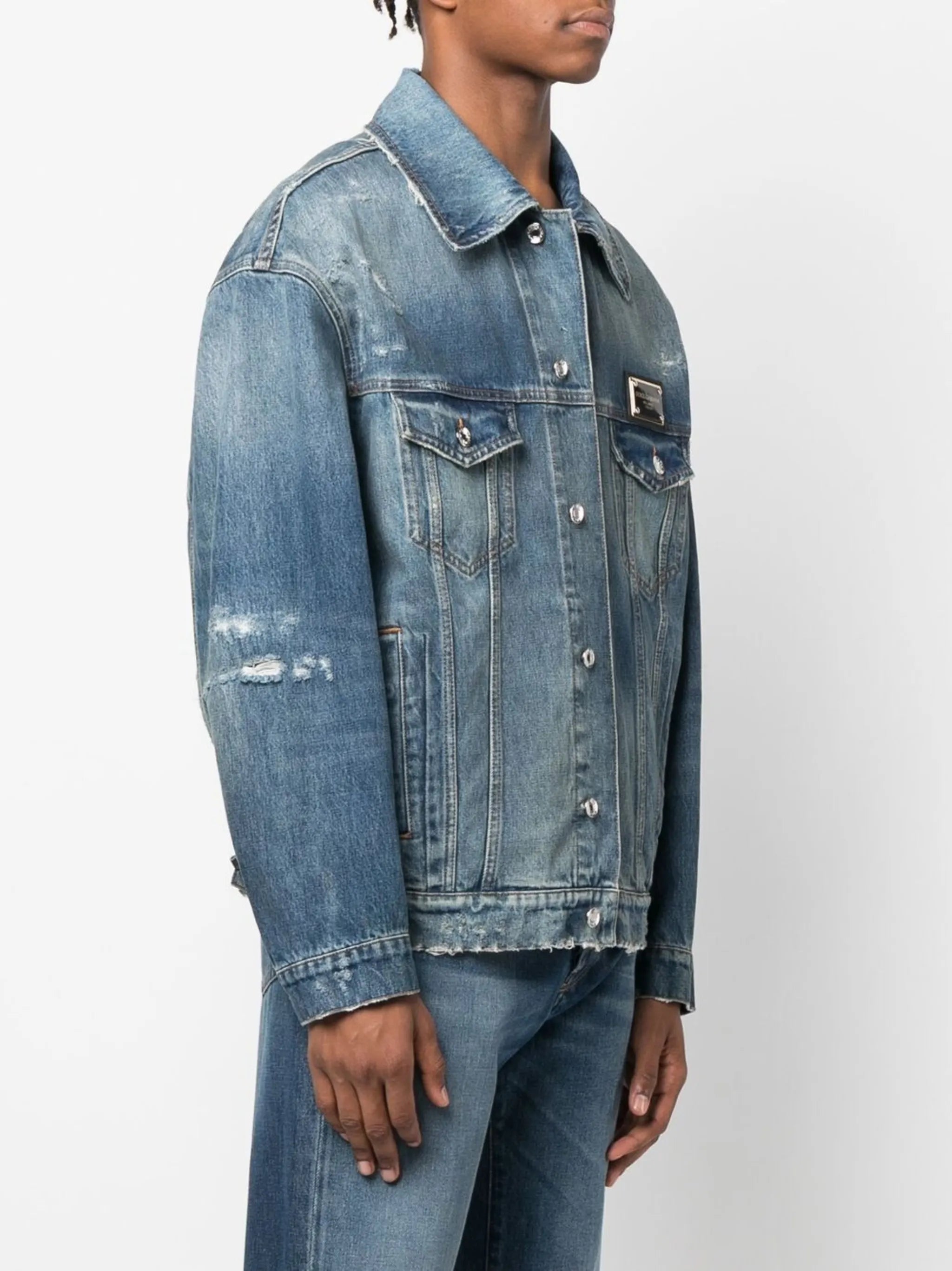 Distressed denim jacket