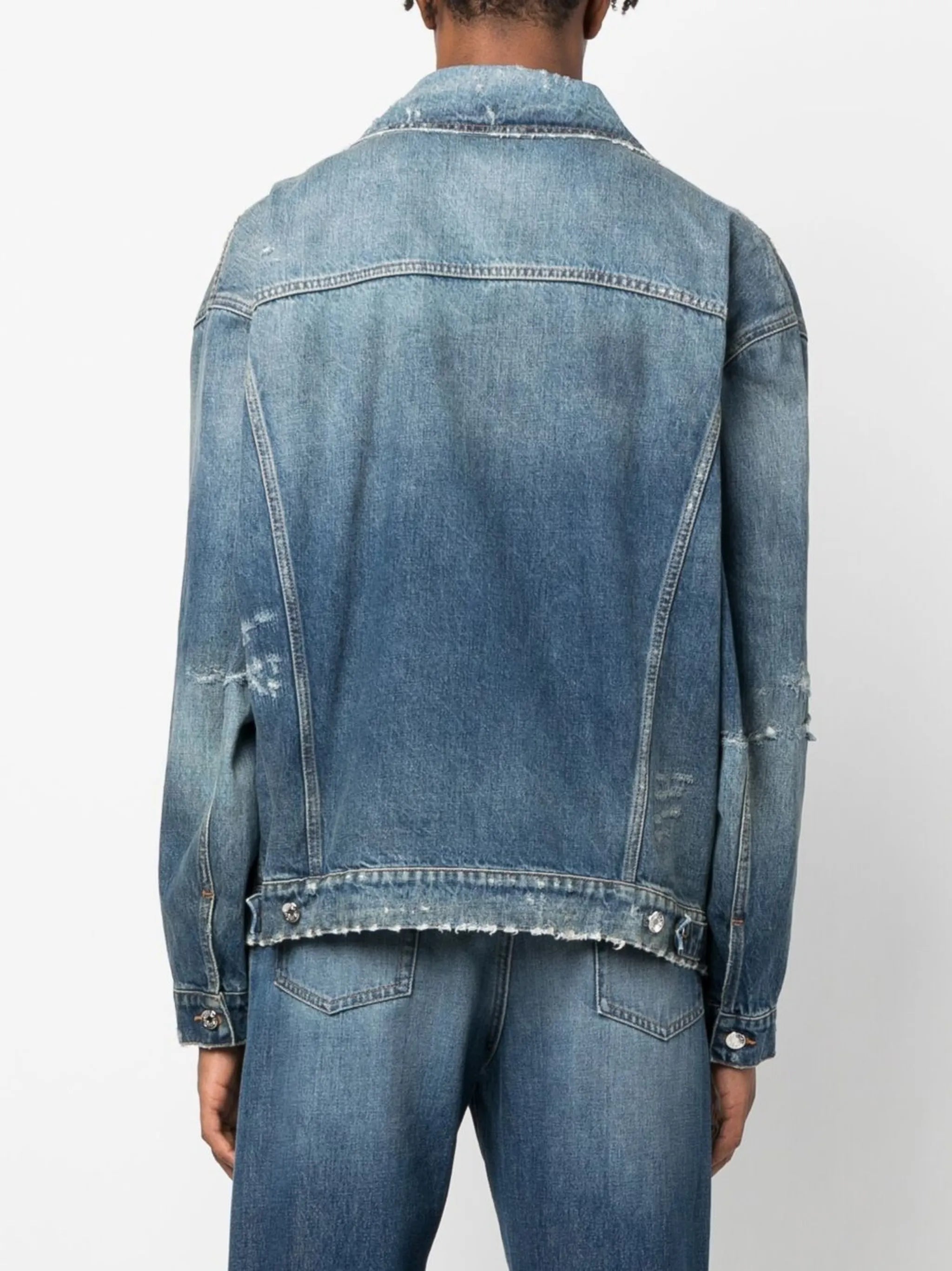 Distressed denim jacket