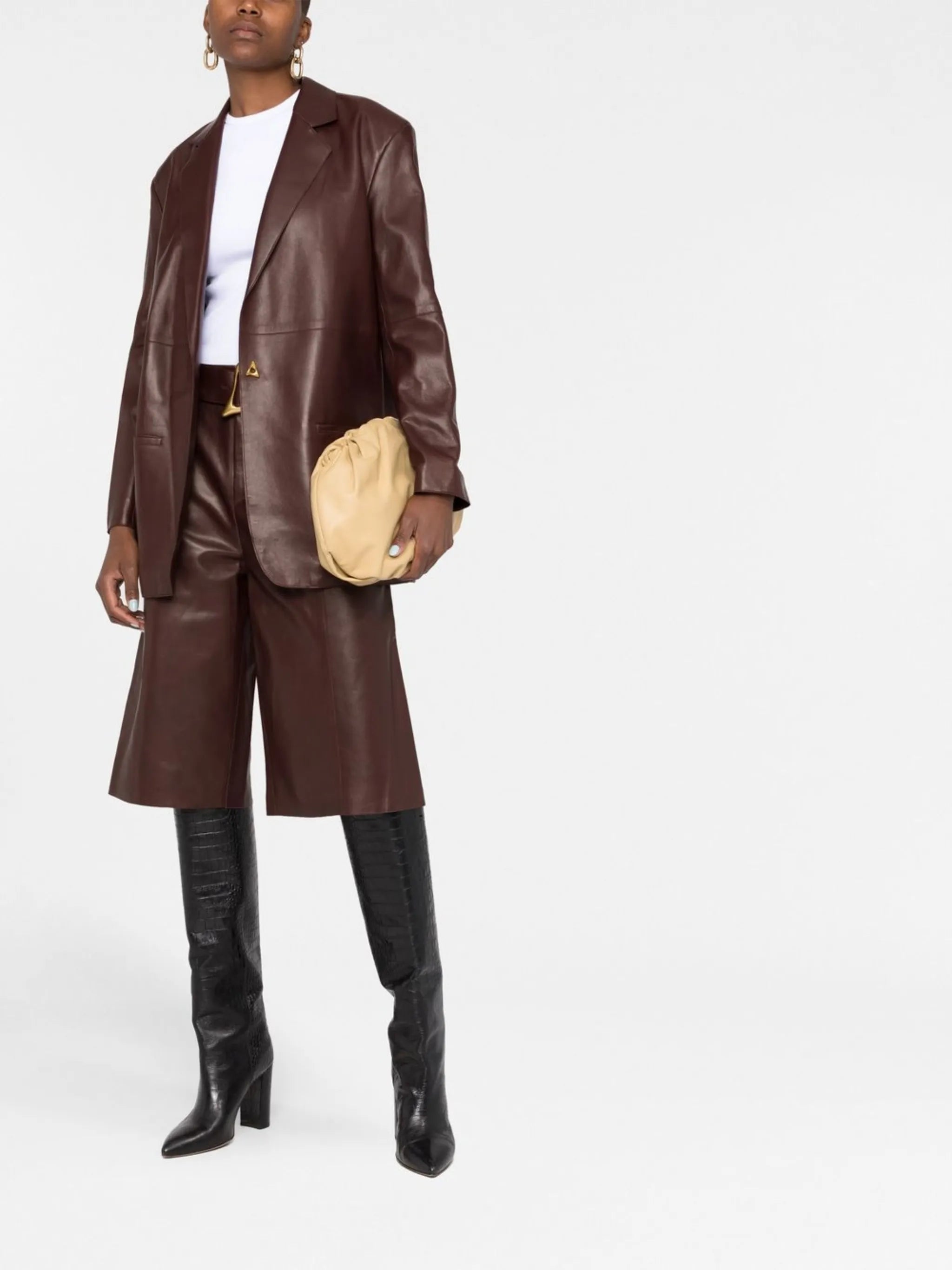single-breasted lambskin blazer