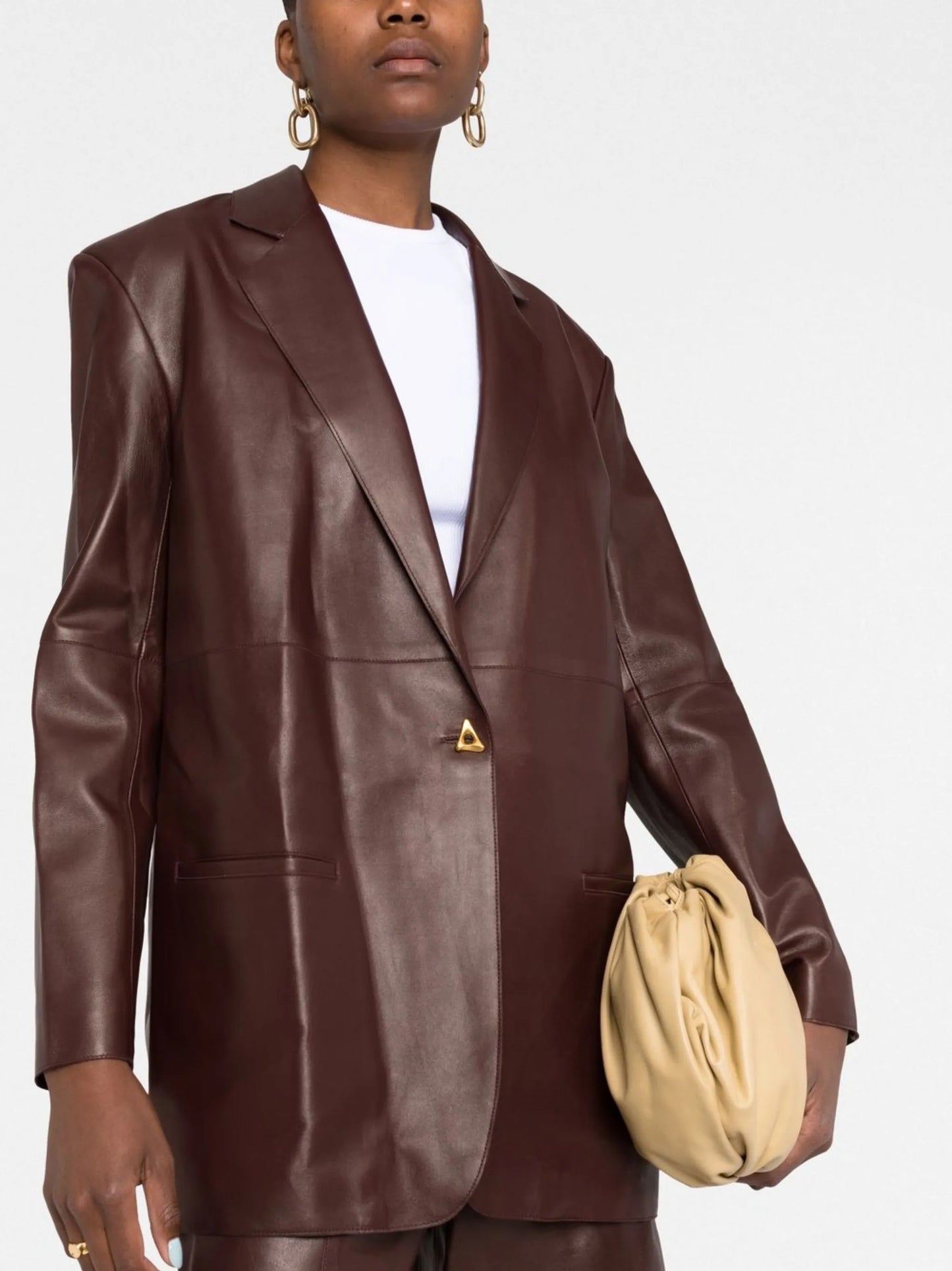 single-breasted lambskin blazer
