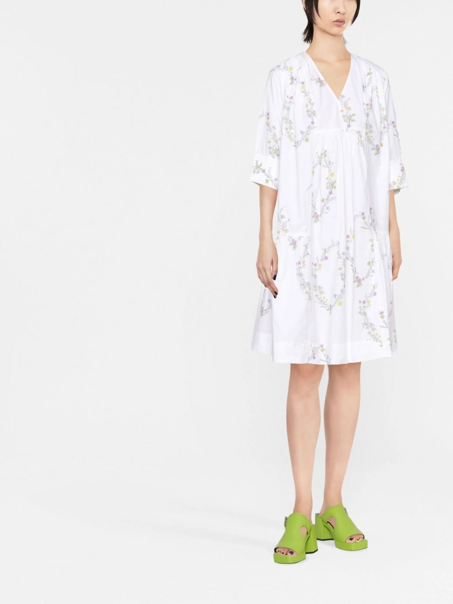 floral-print cotton dress