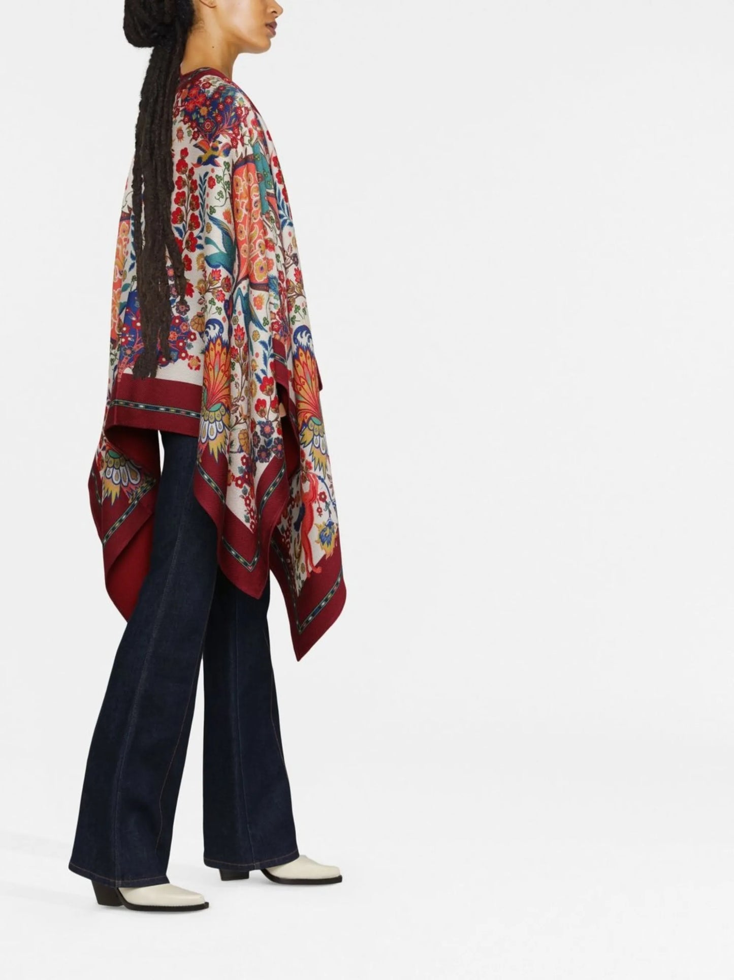 floral-print cape