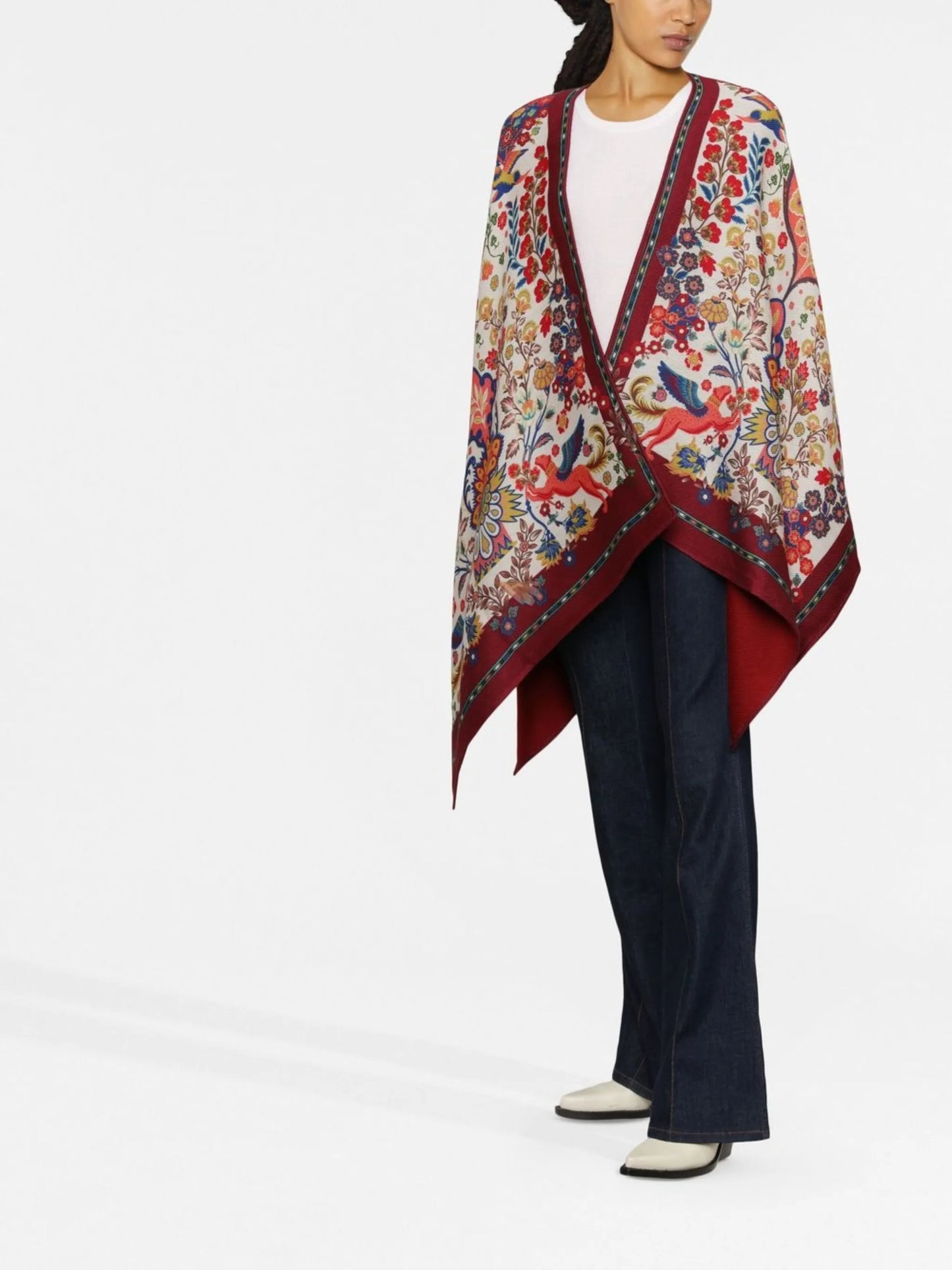 floral-print cape