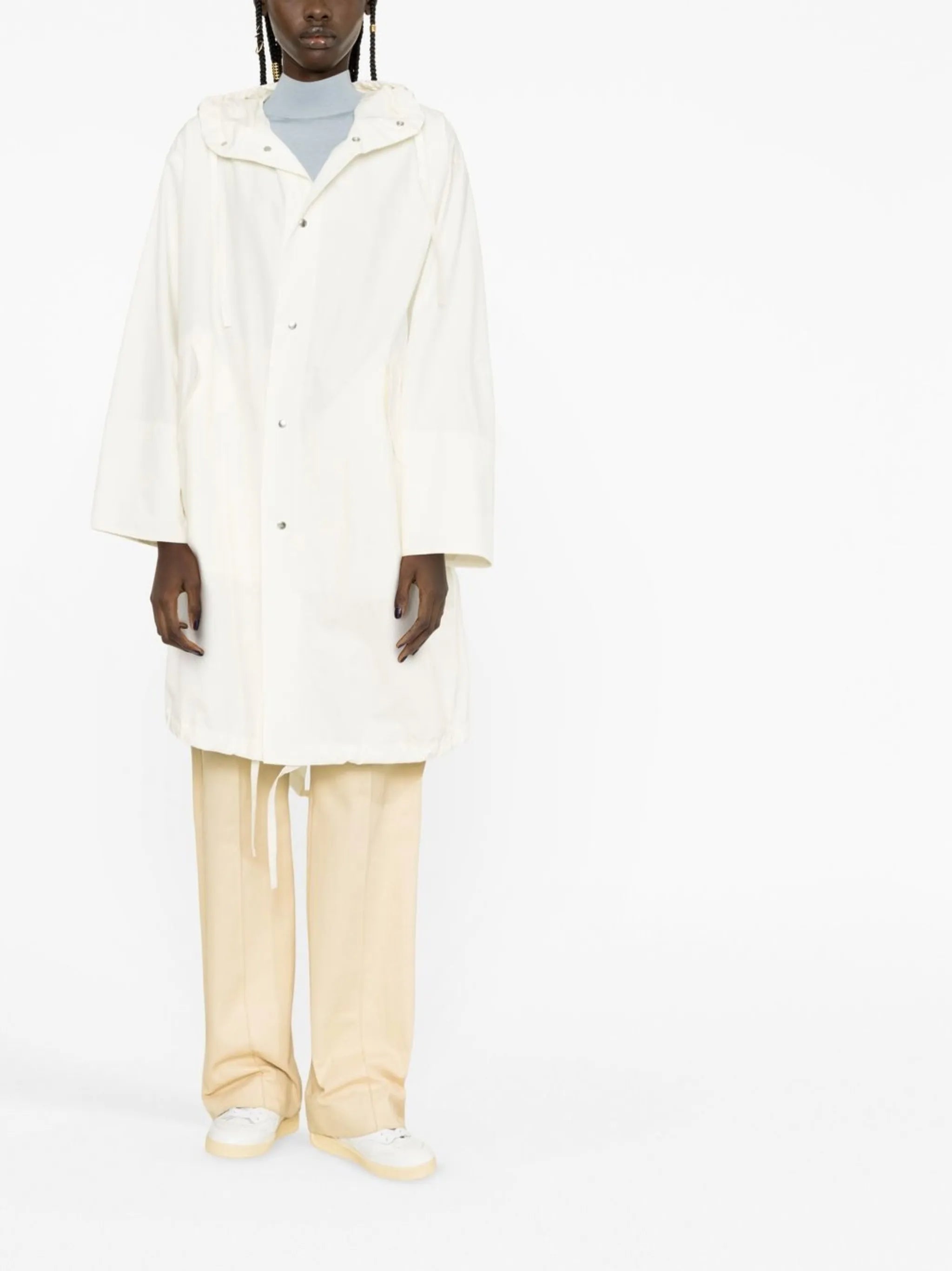 logo-print drawstring coat