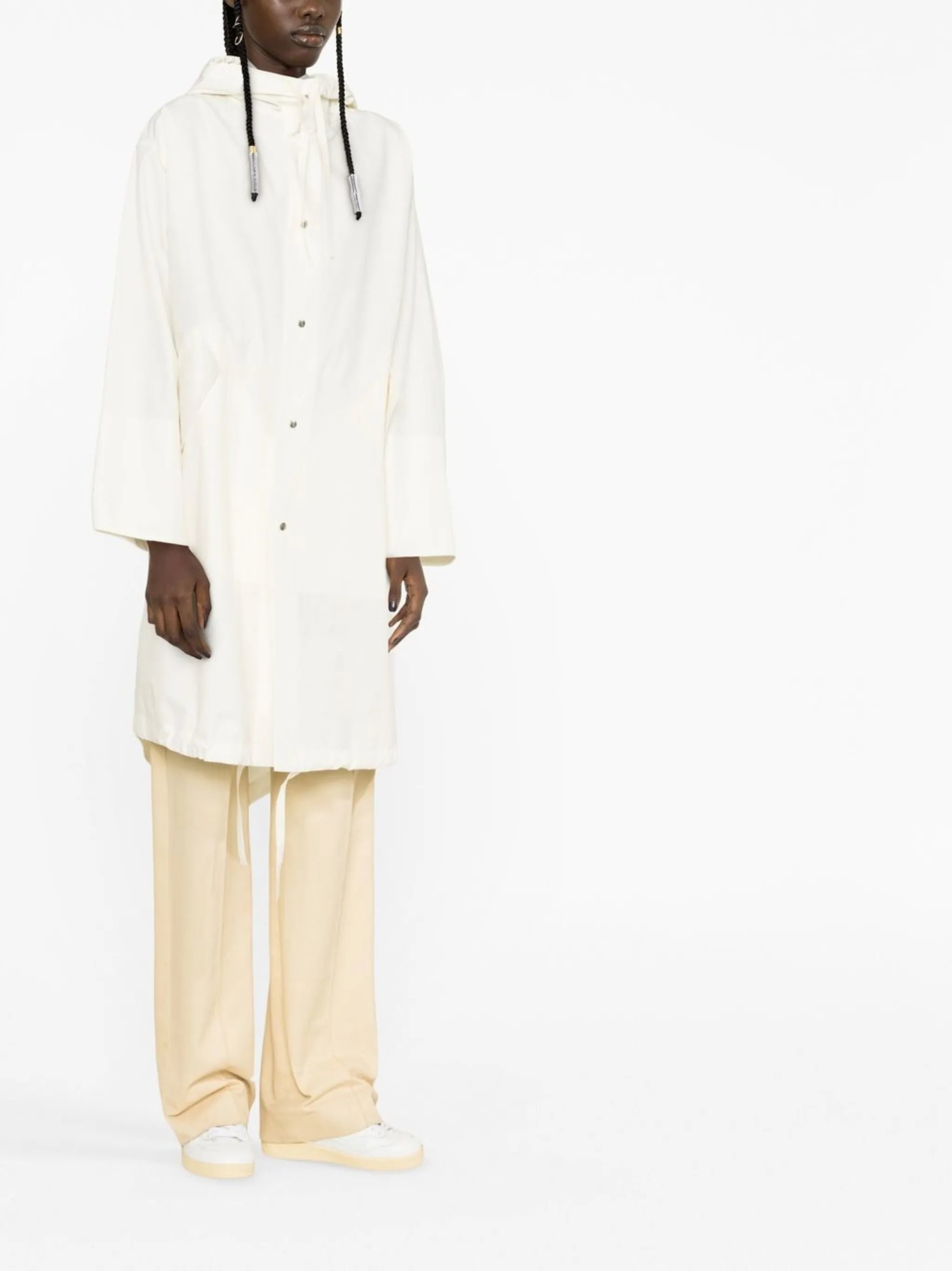 logo-print drawstring coat