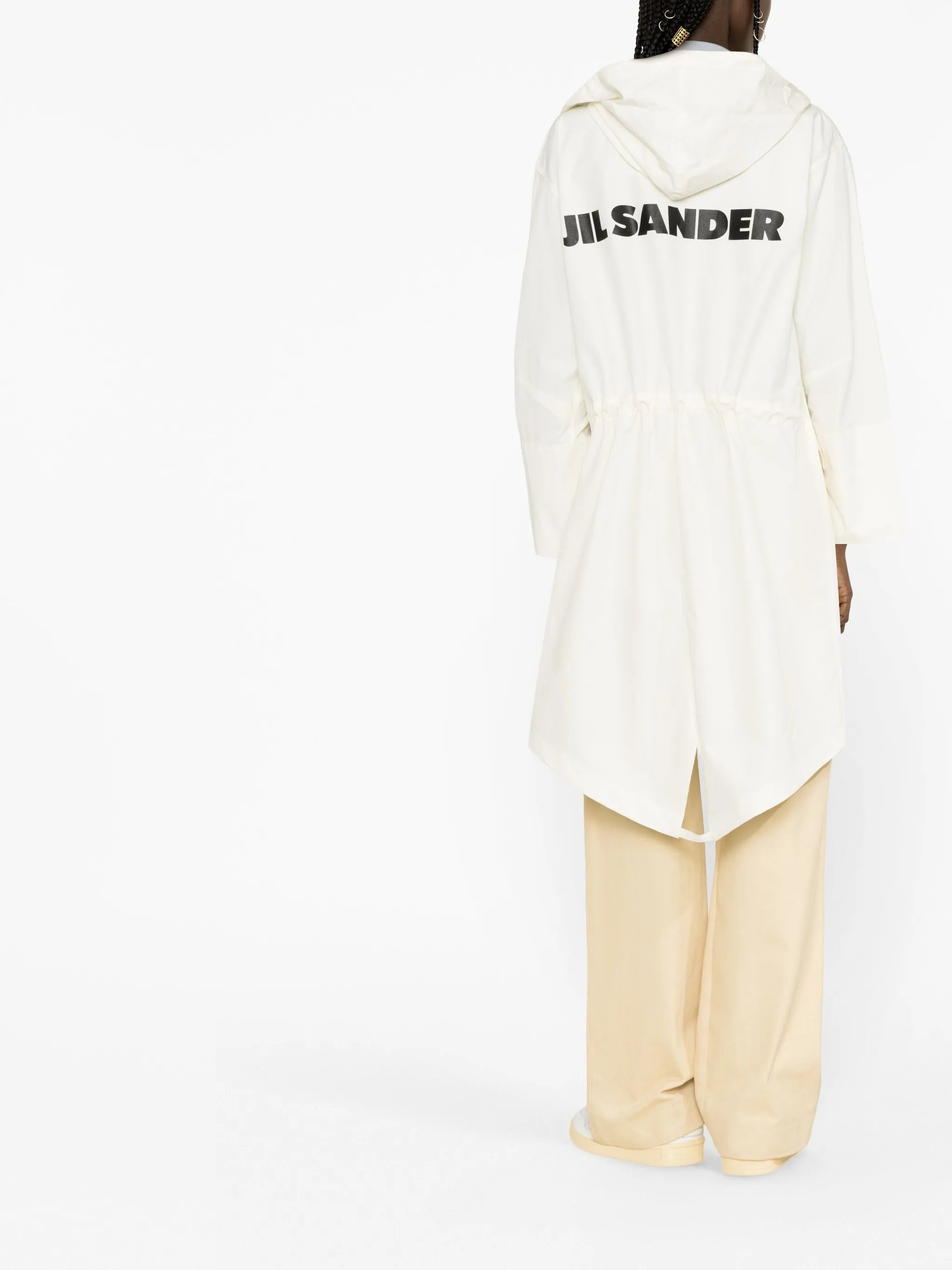 logo-print drawstring coat