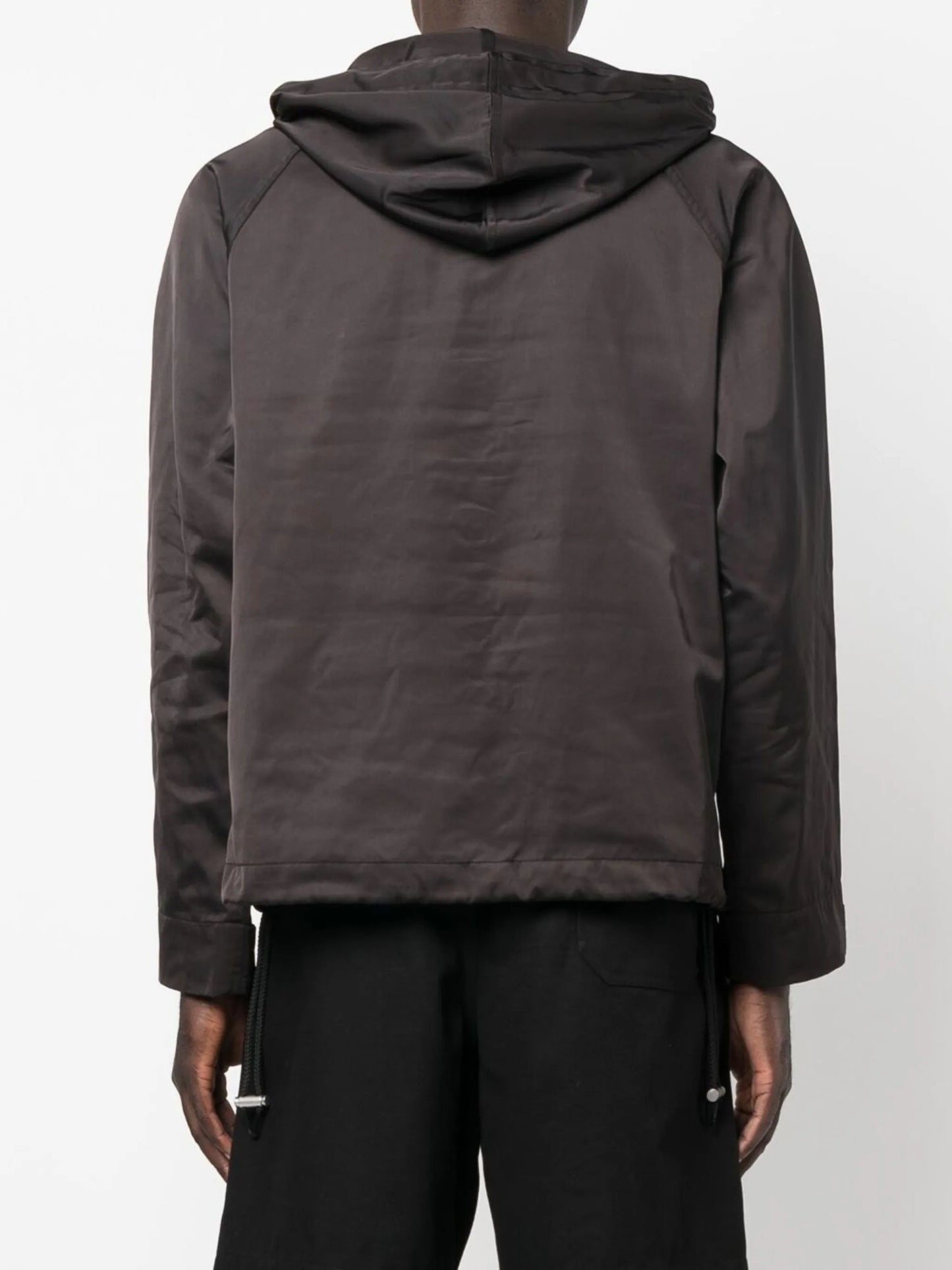 logo-print hooded satin jacket