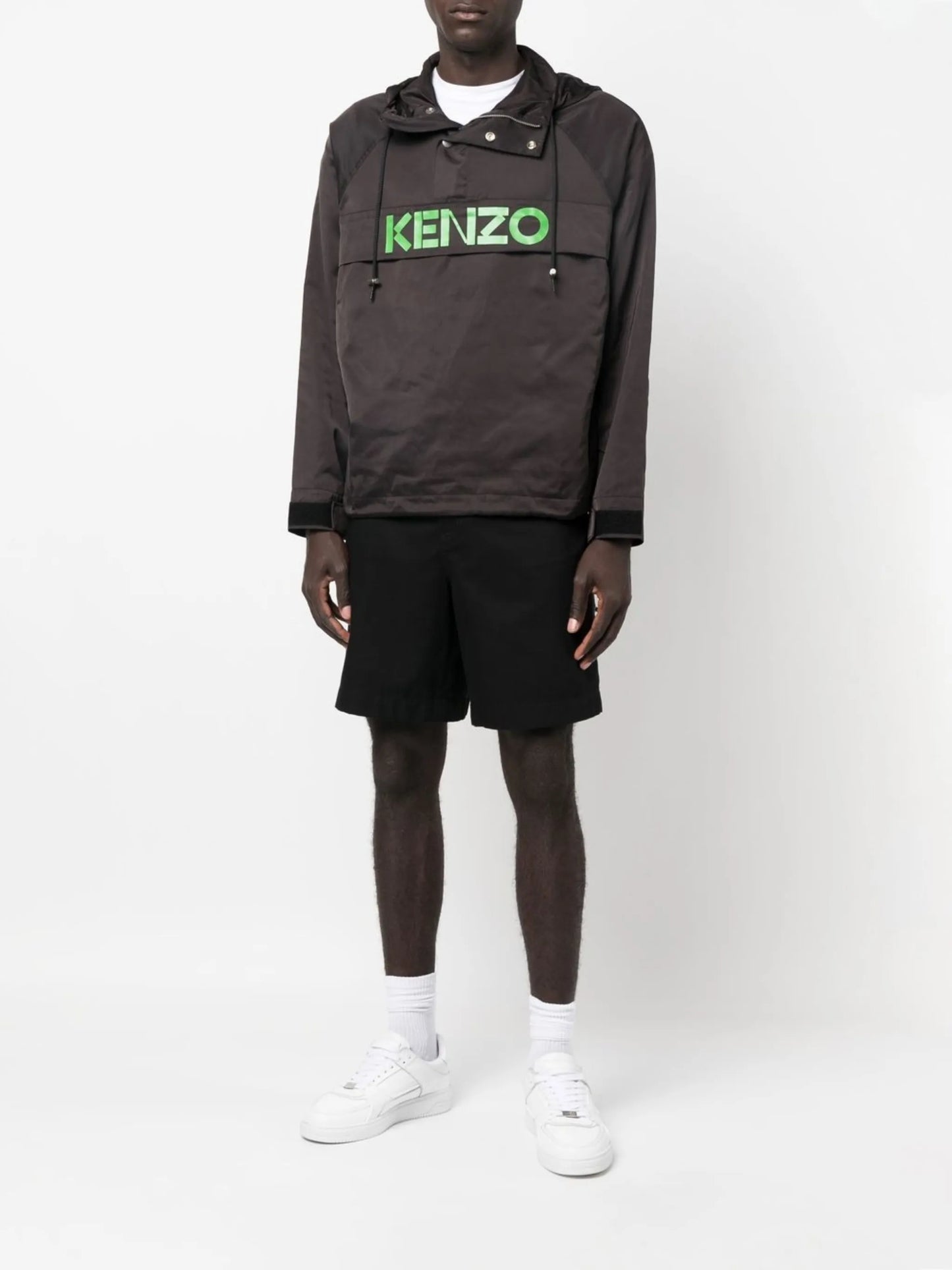 logo-print hooded satin jacket