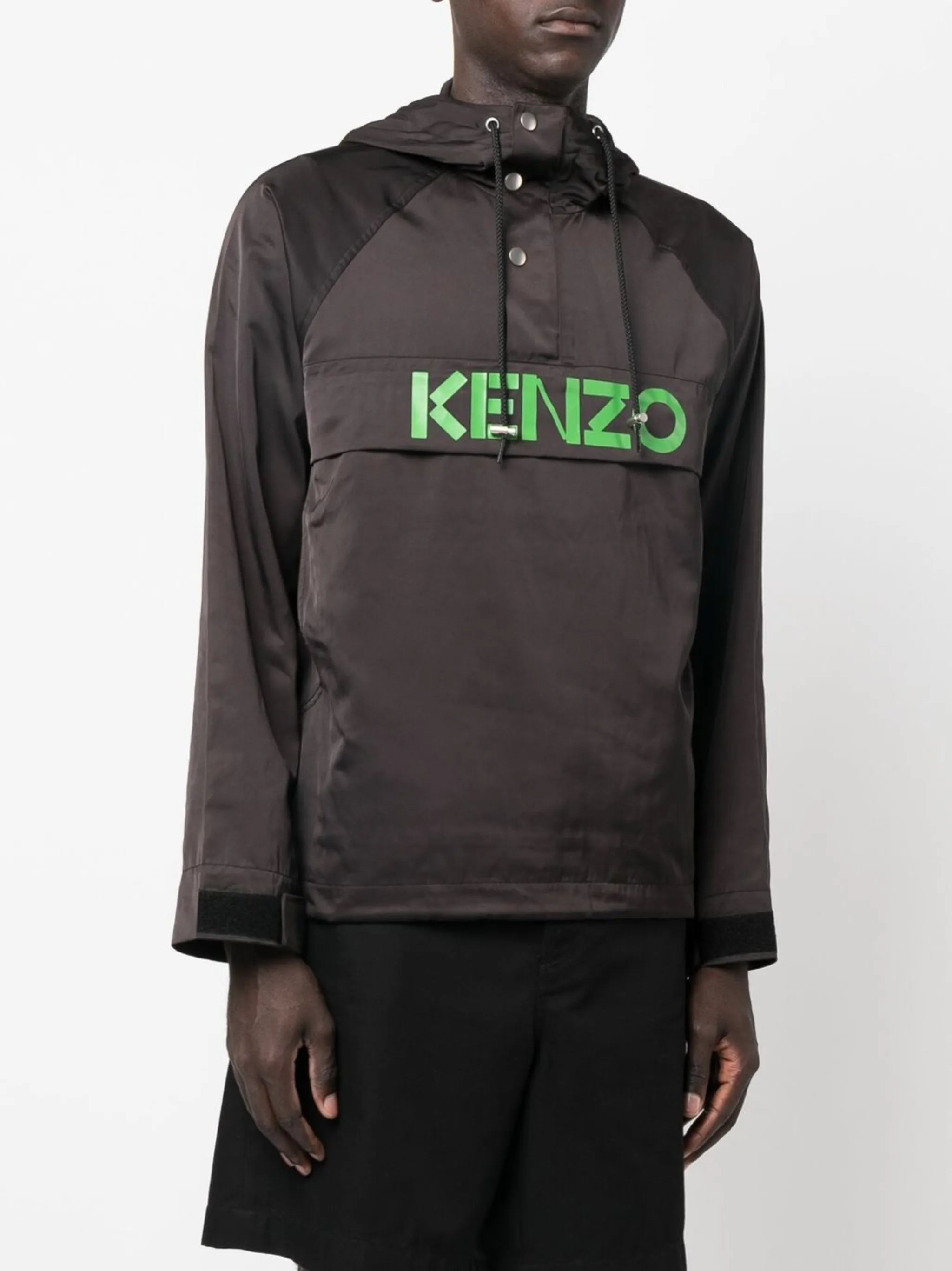 logo-print hooded satin jacket