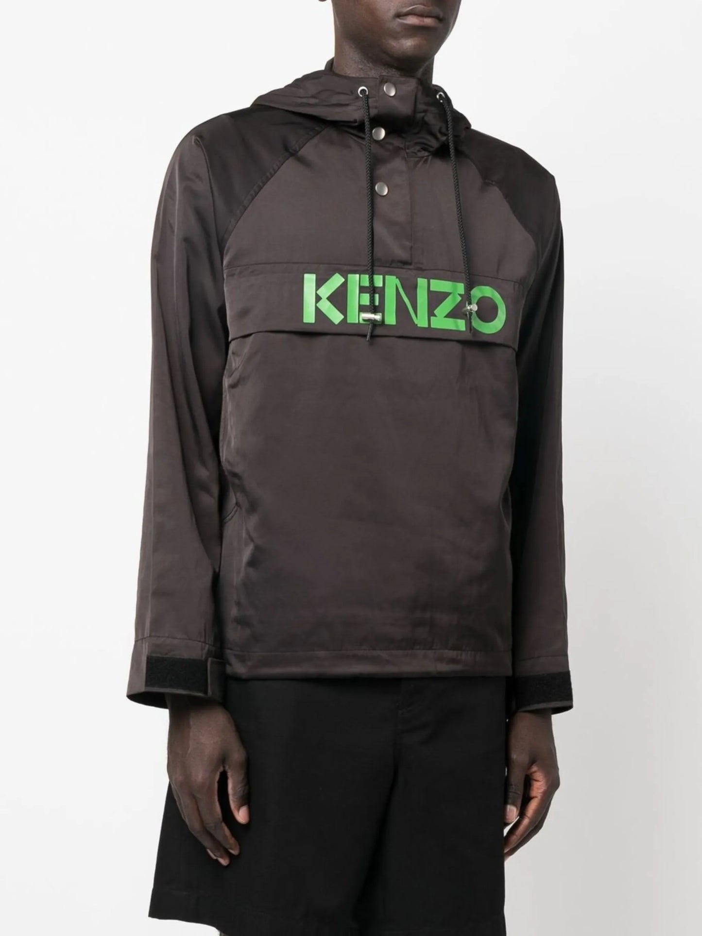 logo-print hooded satin jacket