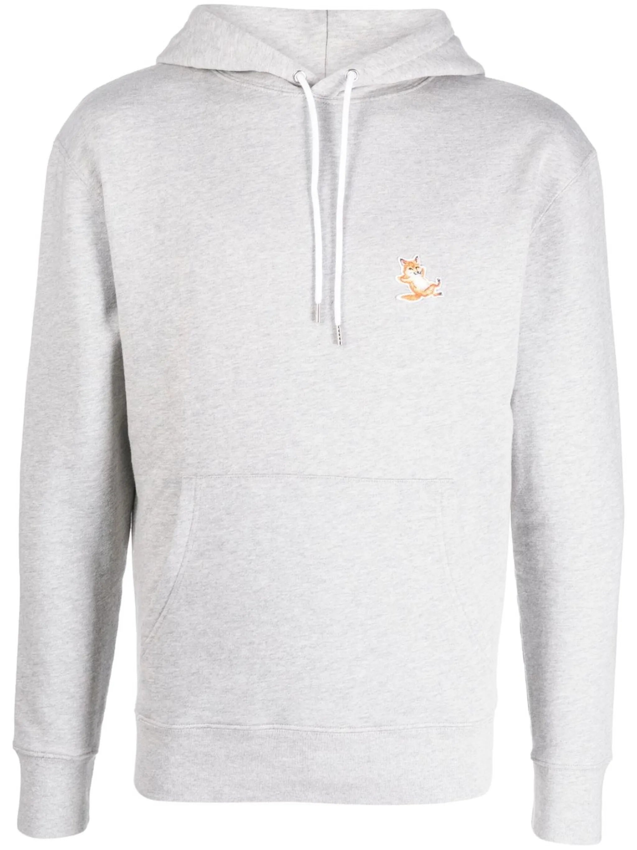 fox-embroidered cotton hoodie