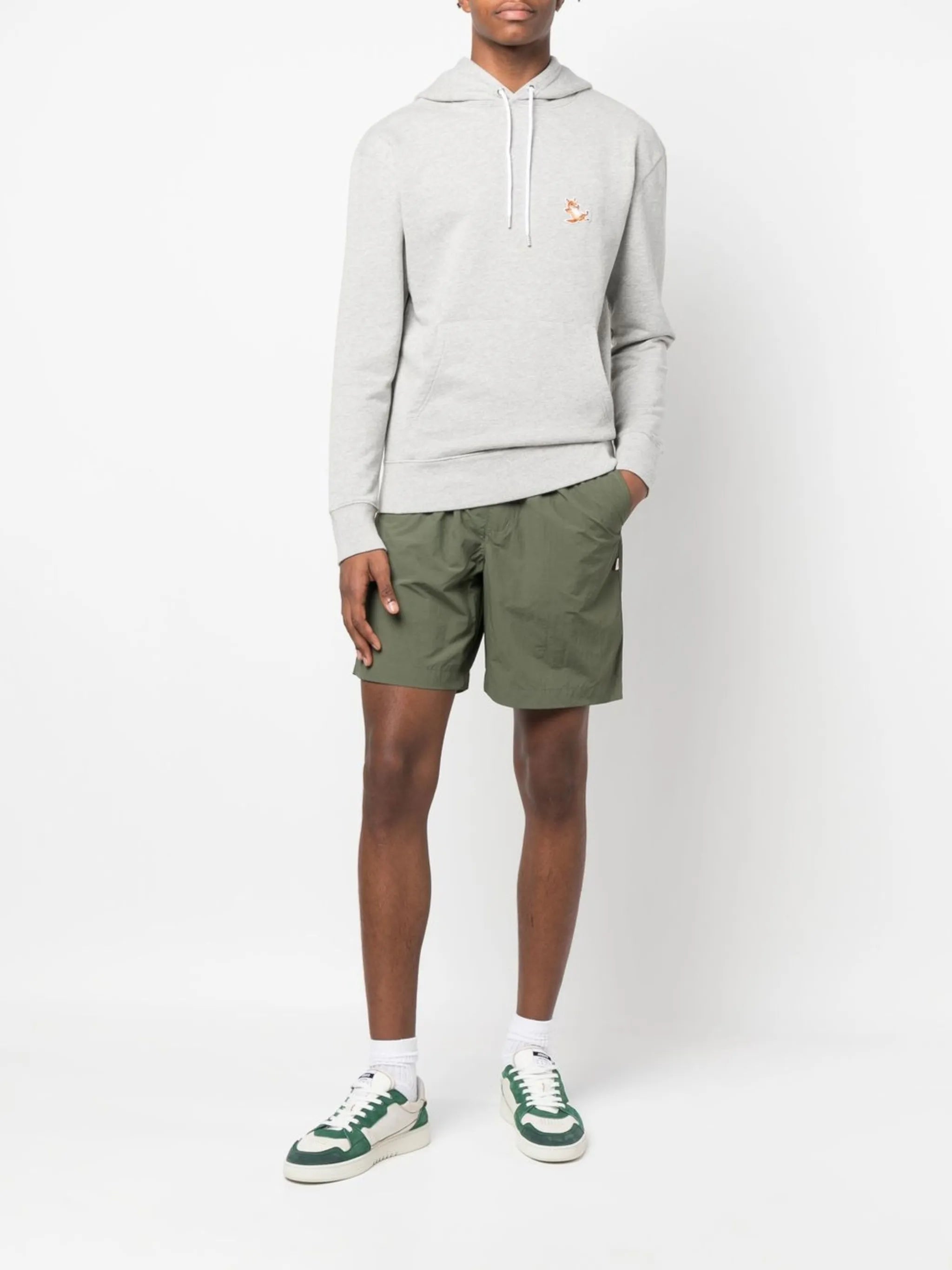 fox-embroidered cotton hoodie