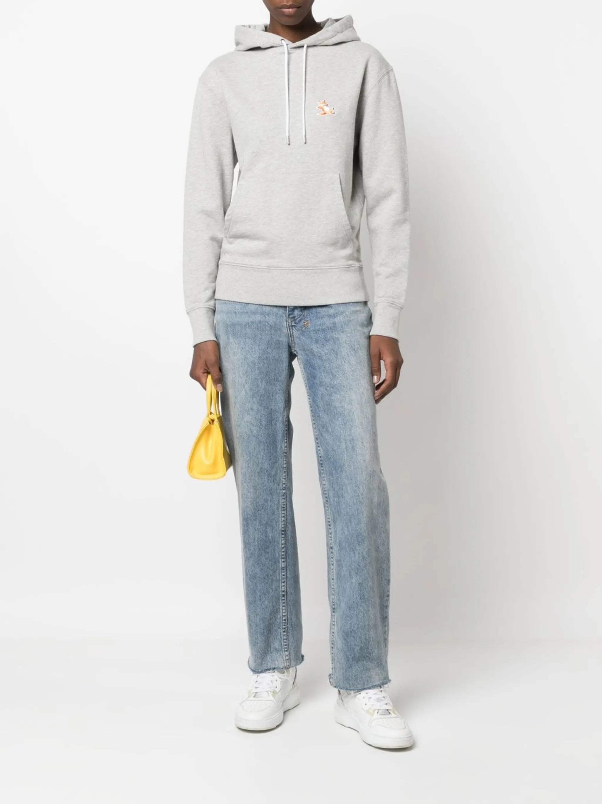 fox-embroidered cotton hoodie