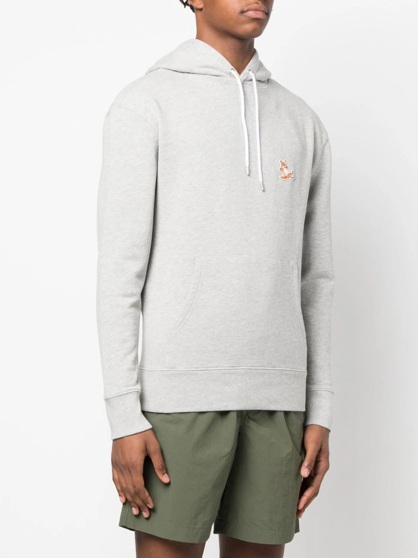 fox-embroidered cotton hoodie