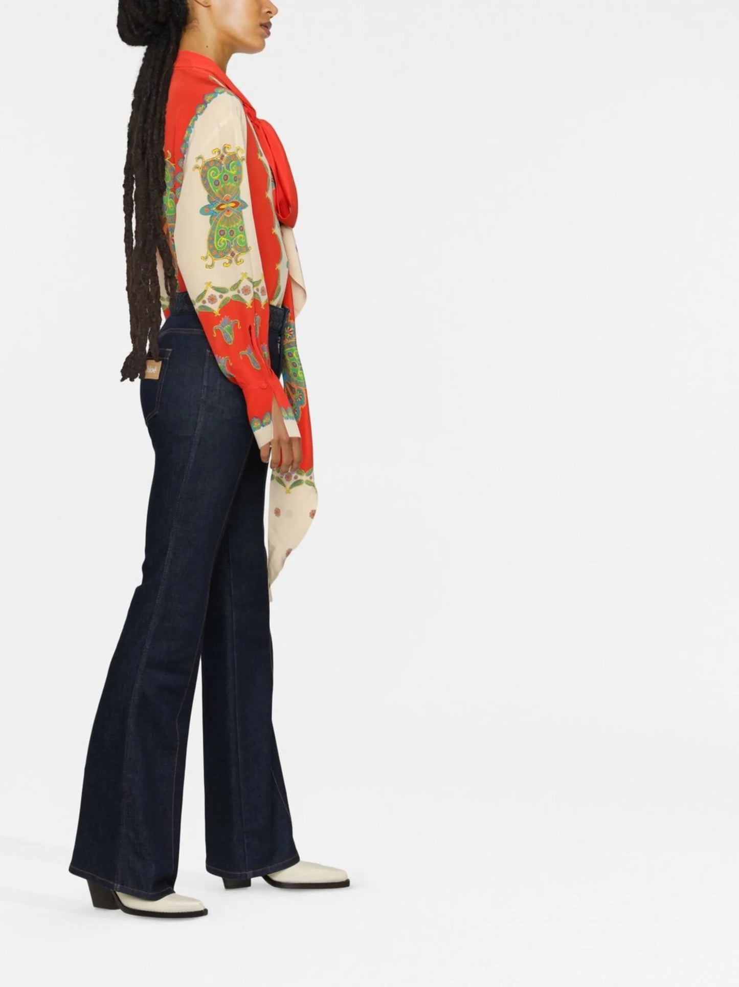 paisley pussy-bow blouse