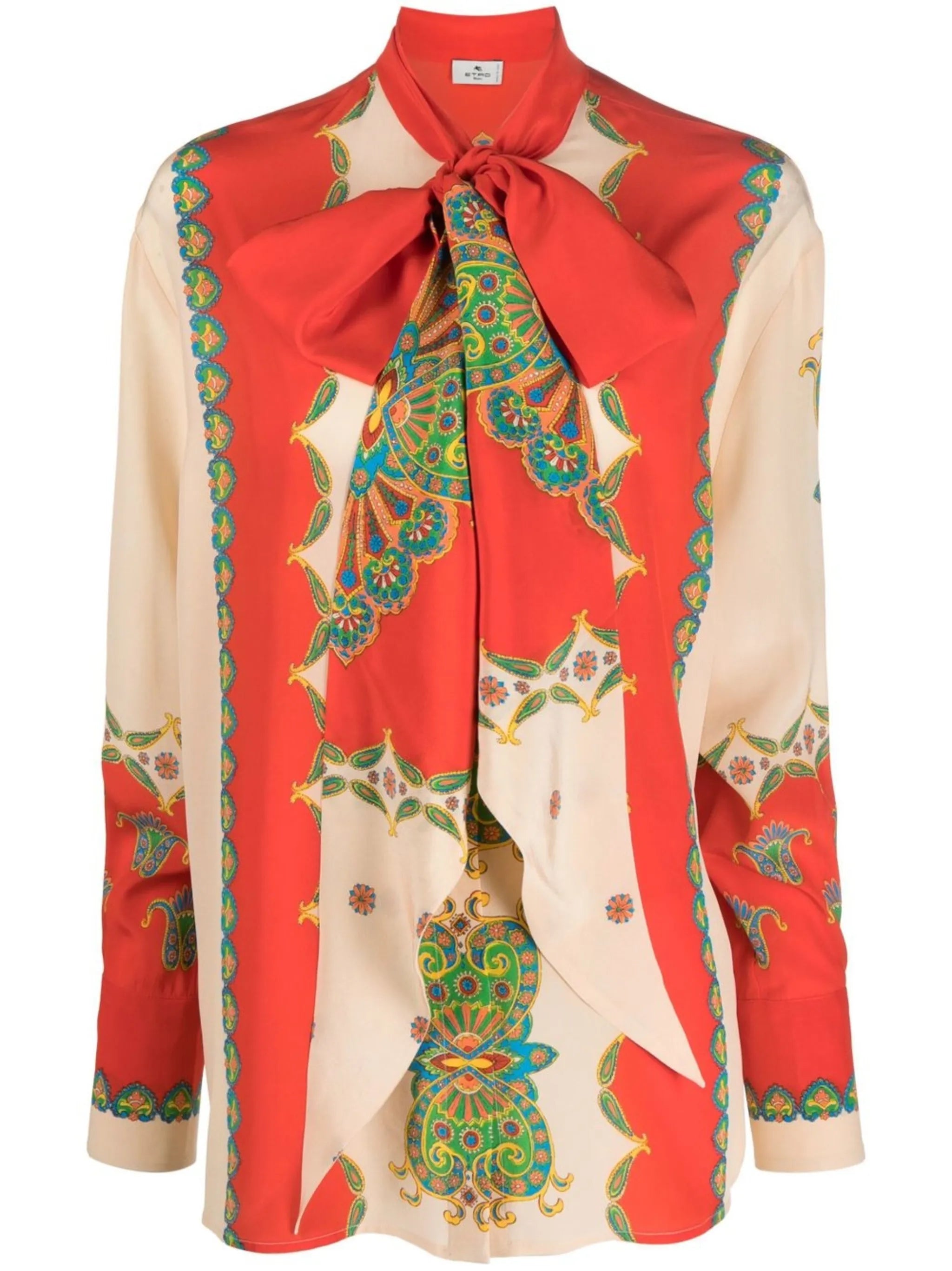 paisley pussy-bow blouse
