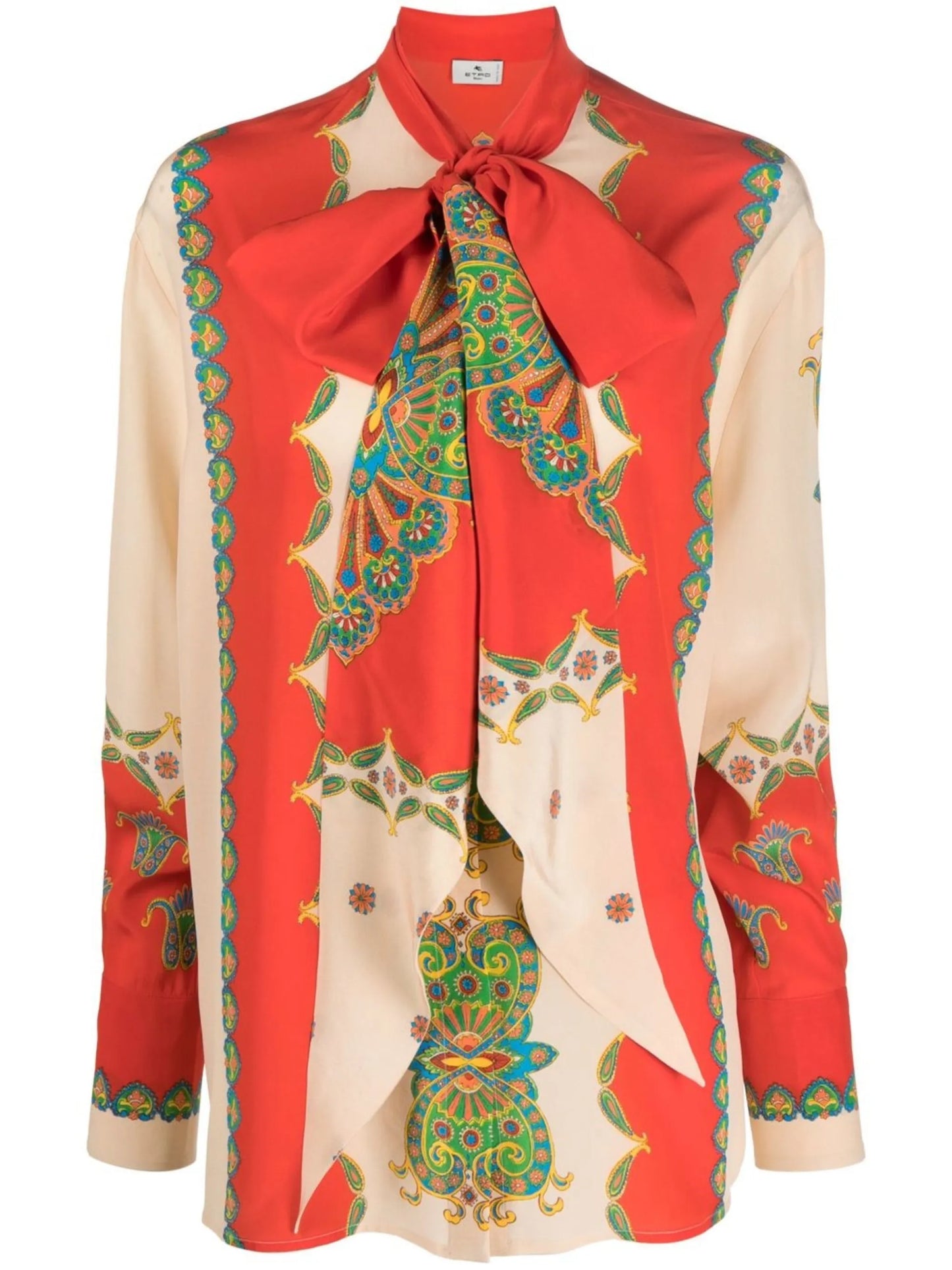 paisley pussy-bow blouse
