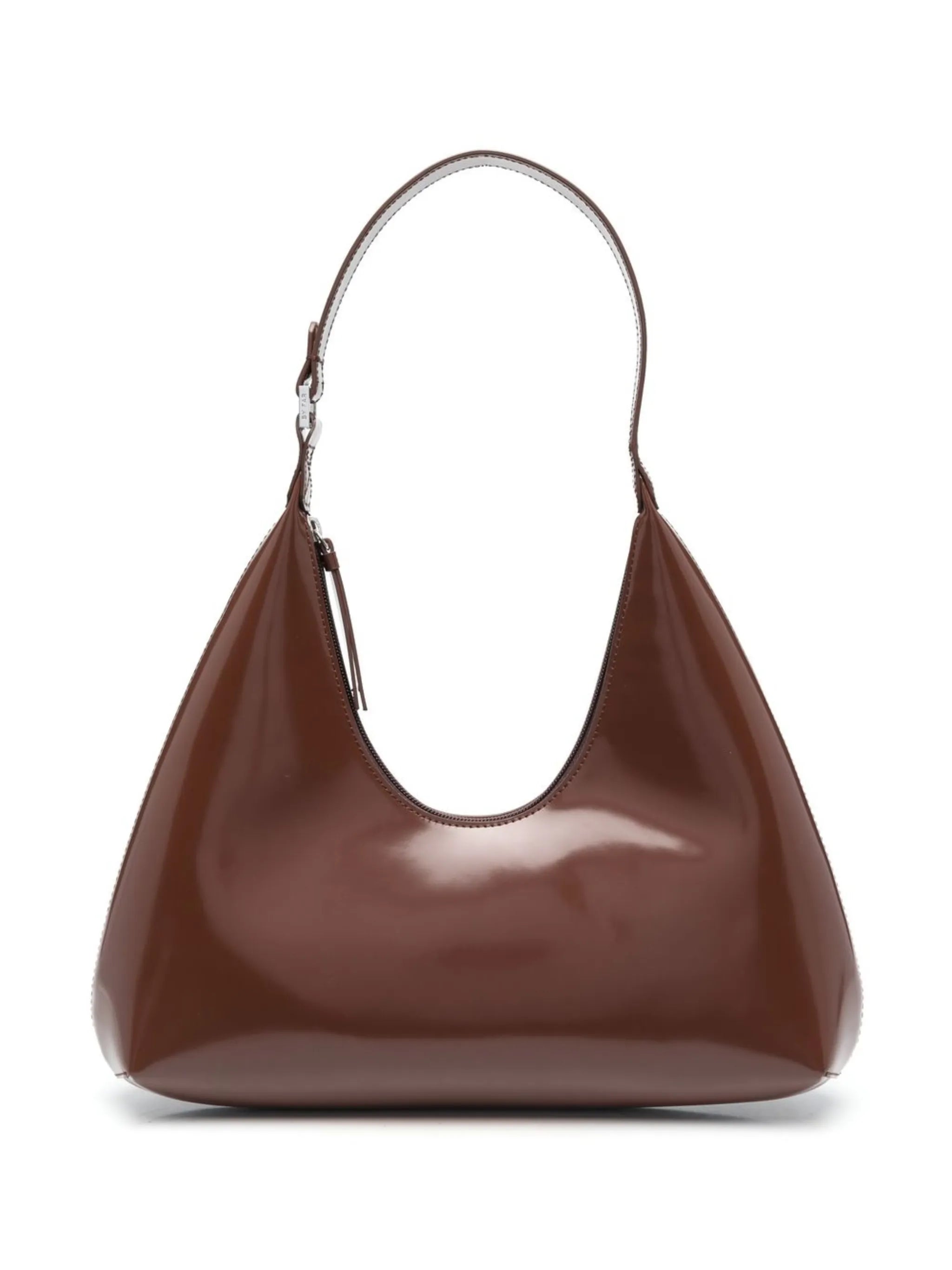 Amber patent-leather shoulder bag