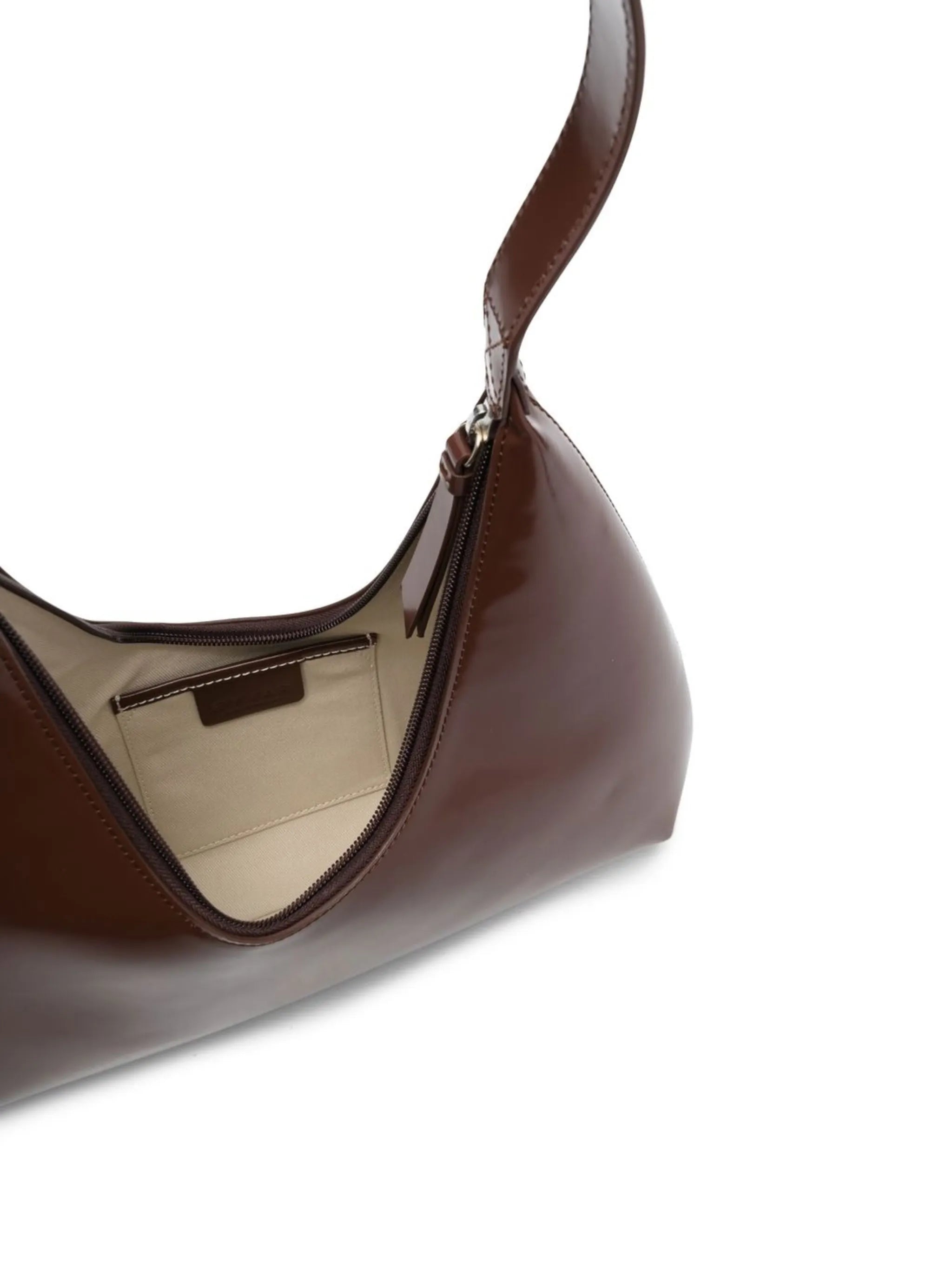 Amber patent-leather shoulder bag
