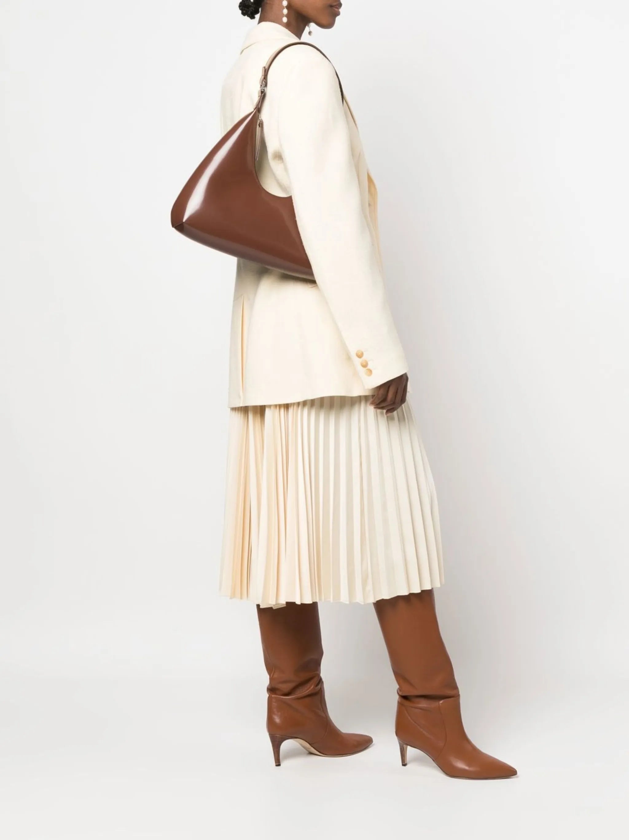 Amber patent-leather shoulder bag