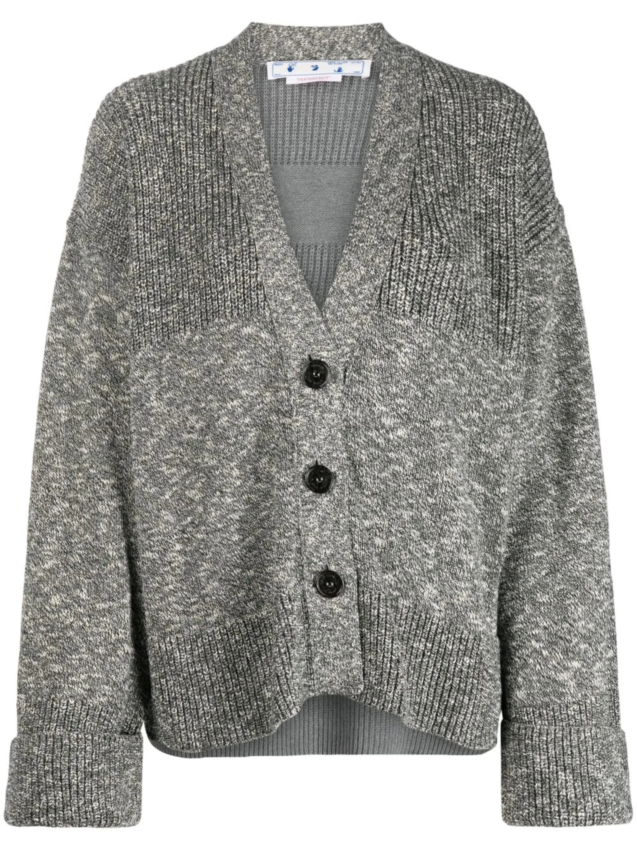 Diag-stripe mélange-effect cardigan