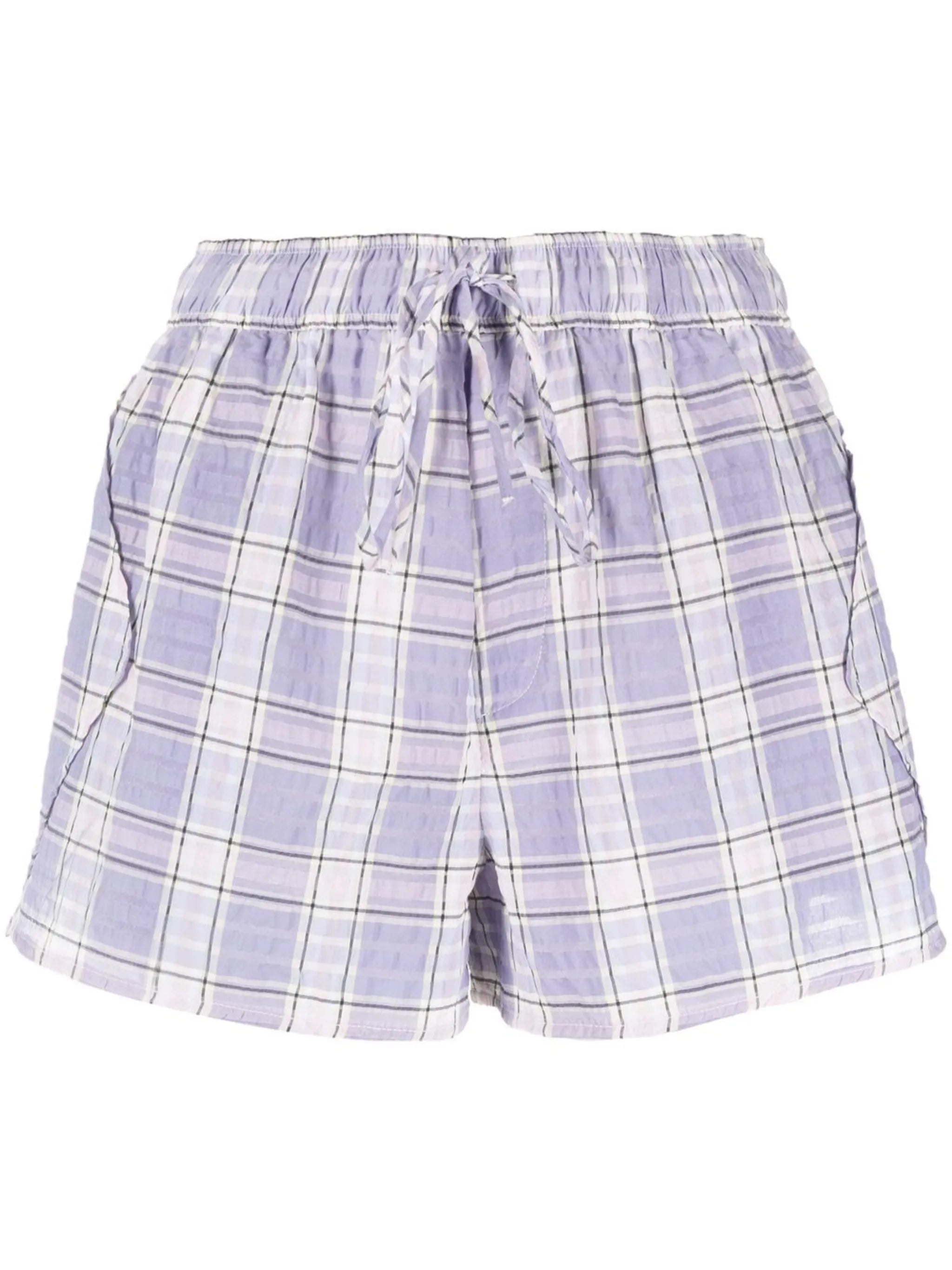 check-print seersucker shorts