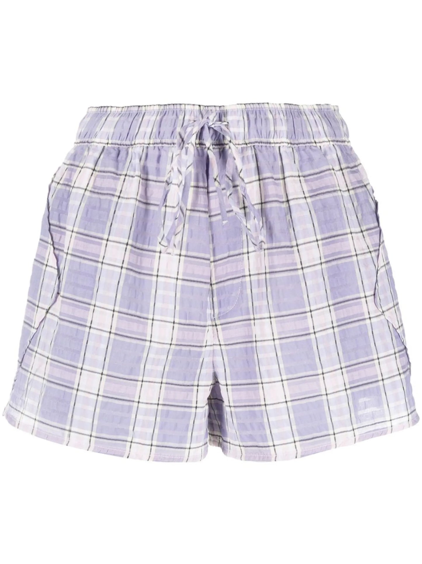 check-print seersucker shorts