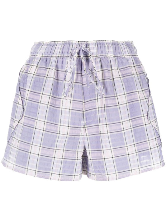 check-print seersucker shorts
