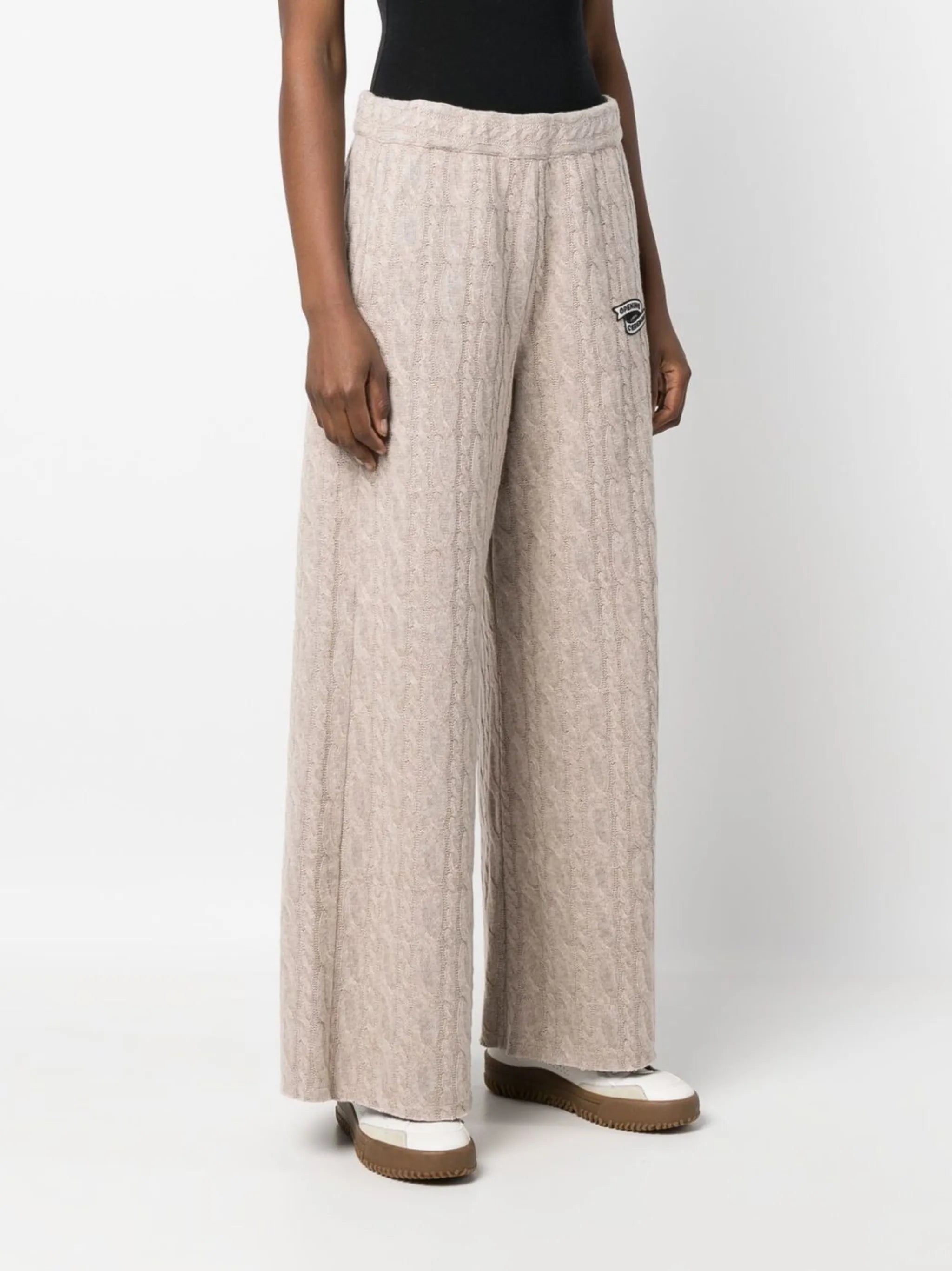 logo-embroidered cable-knit trousers
