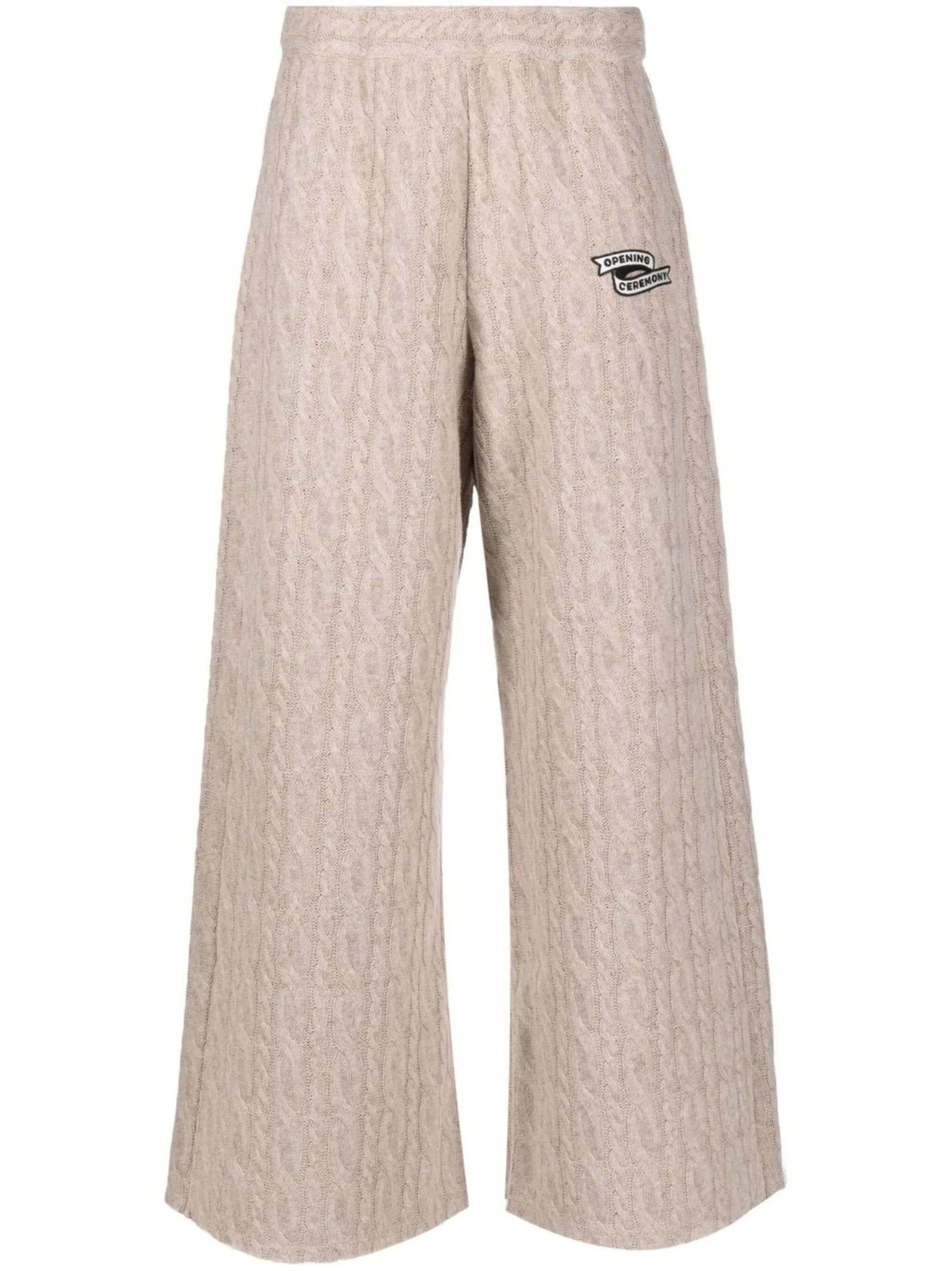 logo-embroidered cable-knit trousers