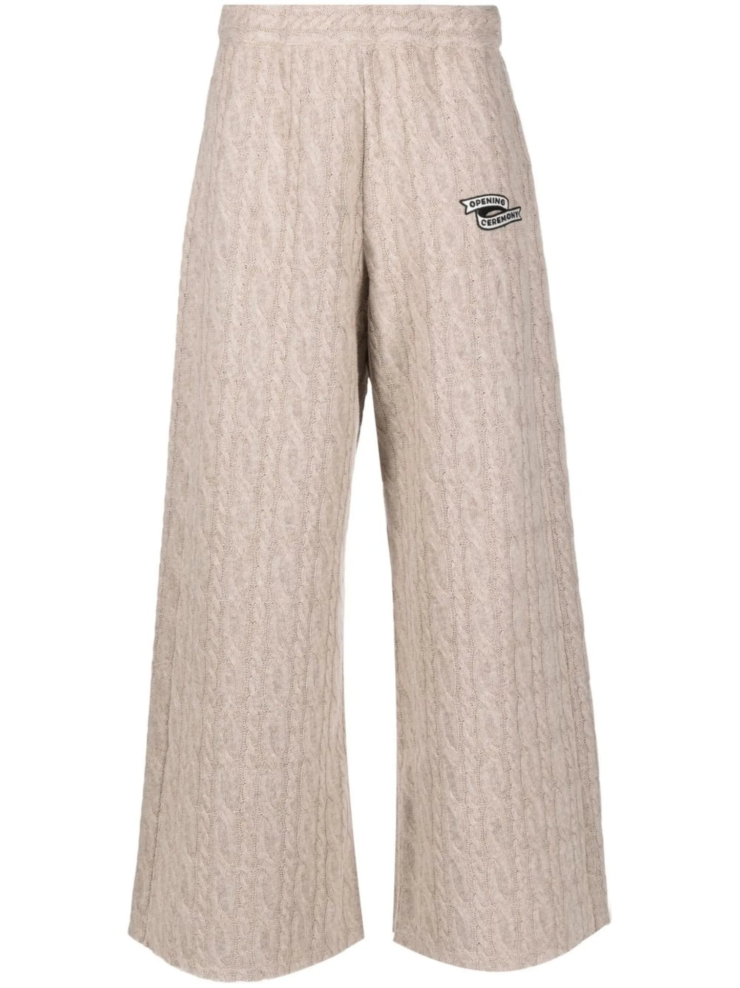 logo-embroidered cable-knit trousers