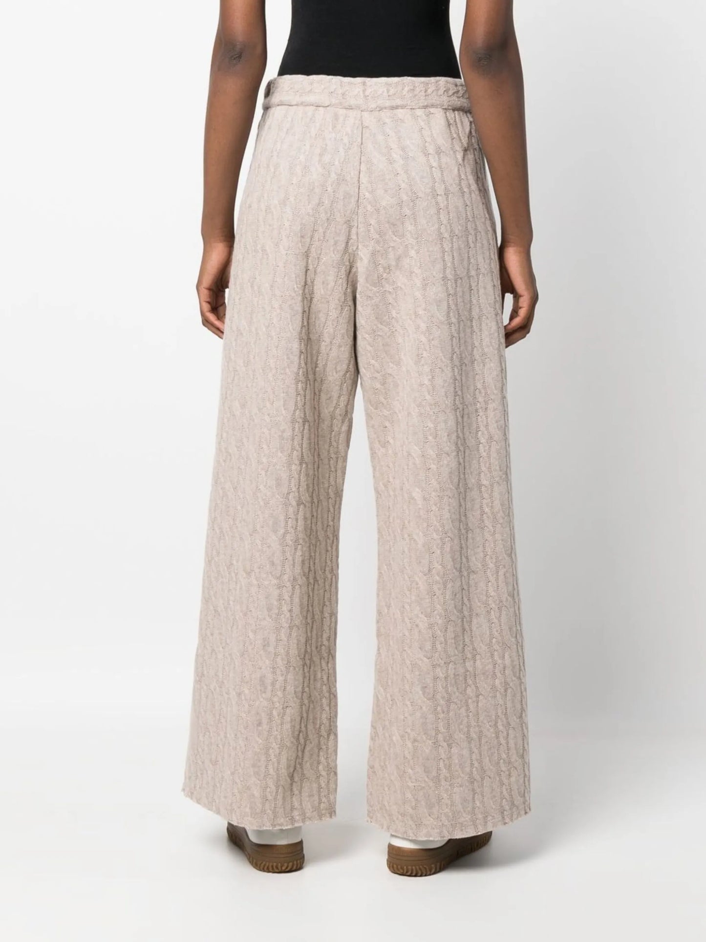 logo-embroidered cable-knit trousers