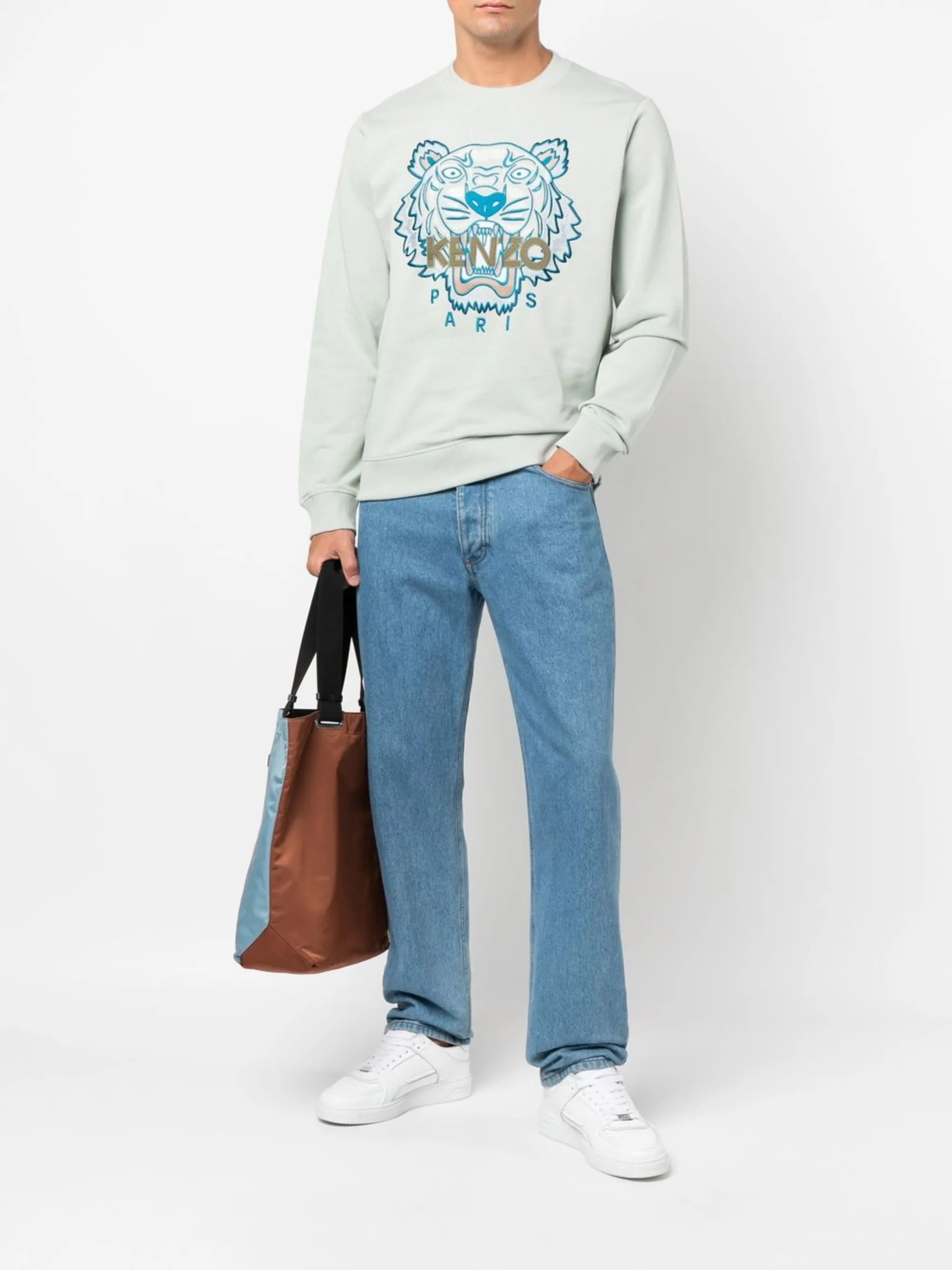Tiger-print crew-neck sweatshirt