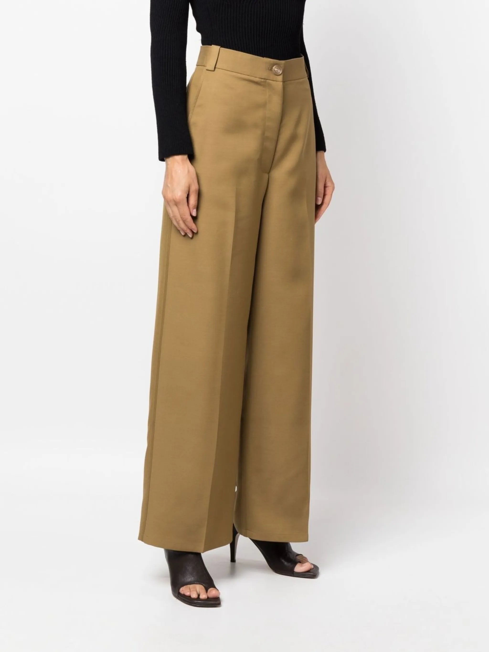 high-waist straight-leg trousers