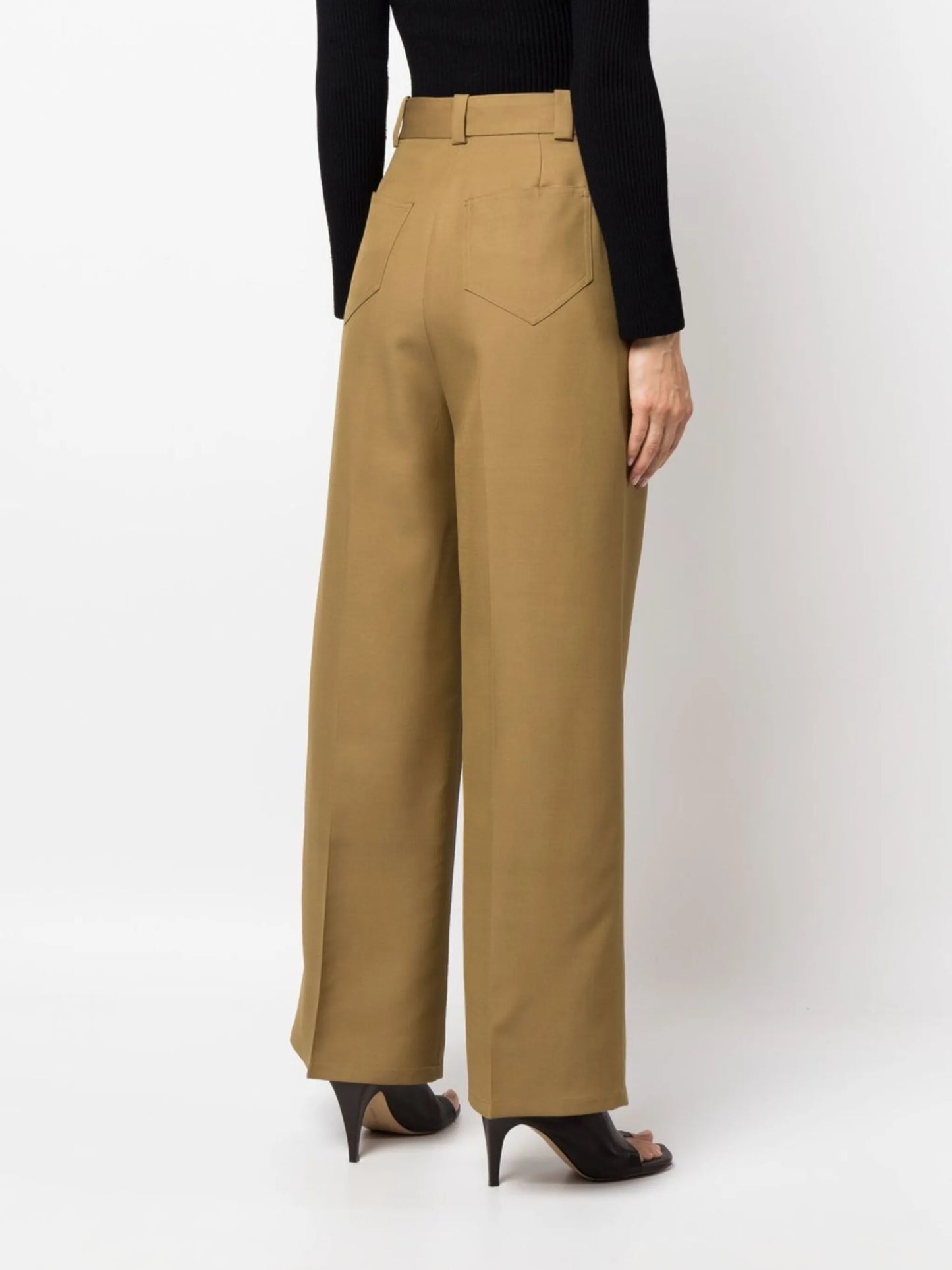 high-waist straight-leg trousers