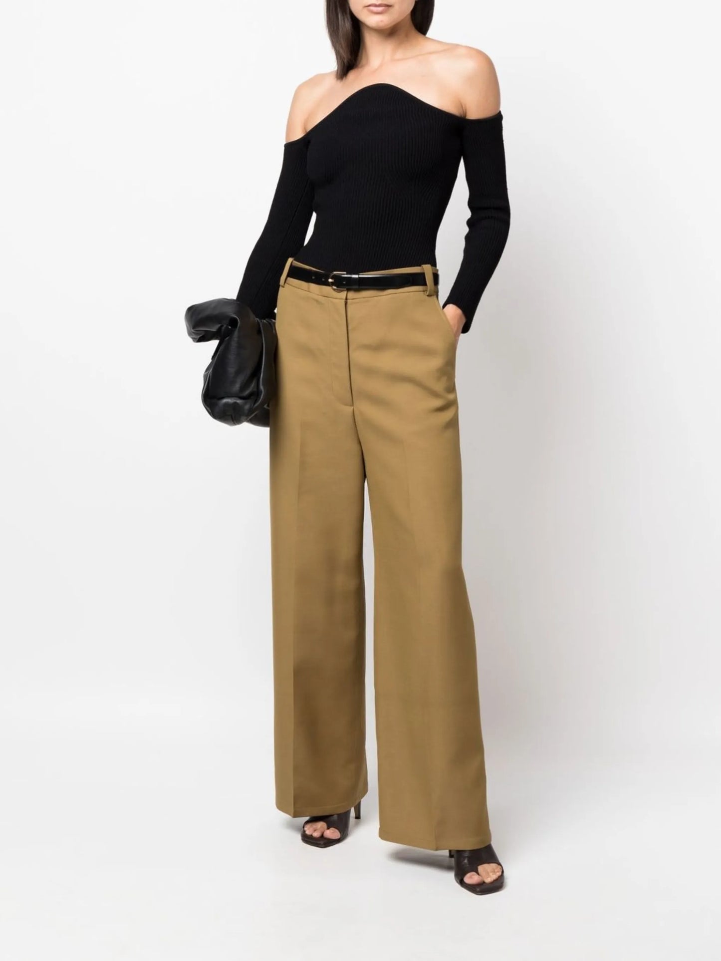 high-waist straight-leg trousers