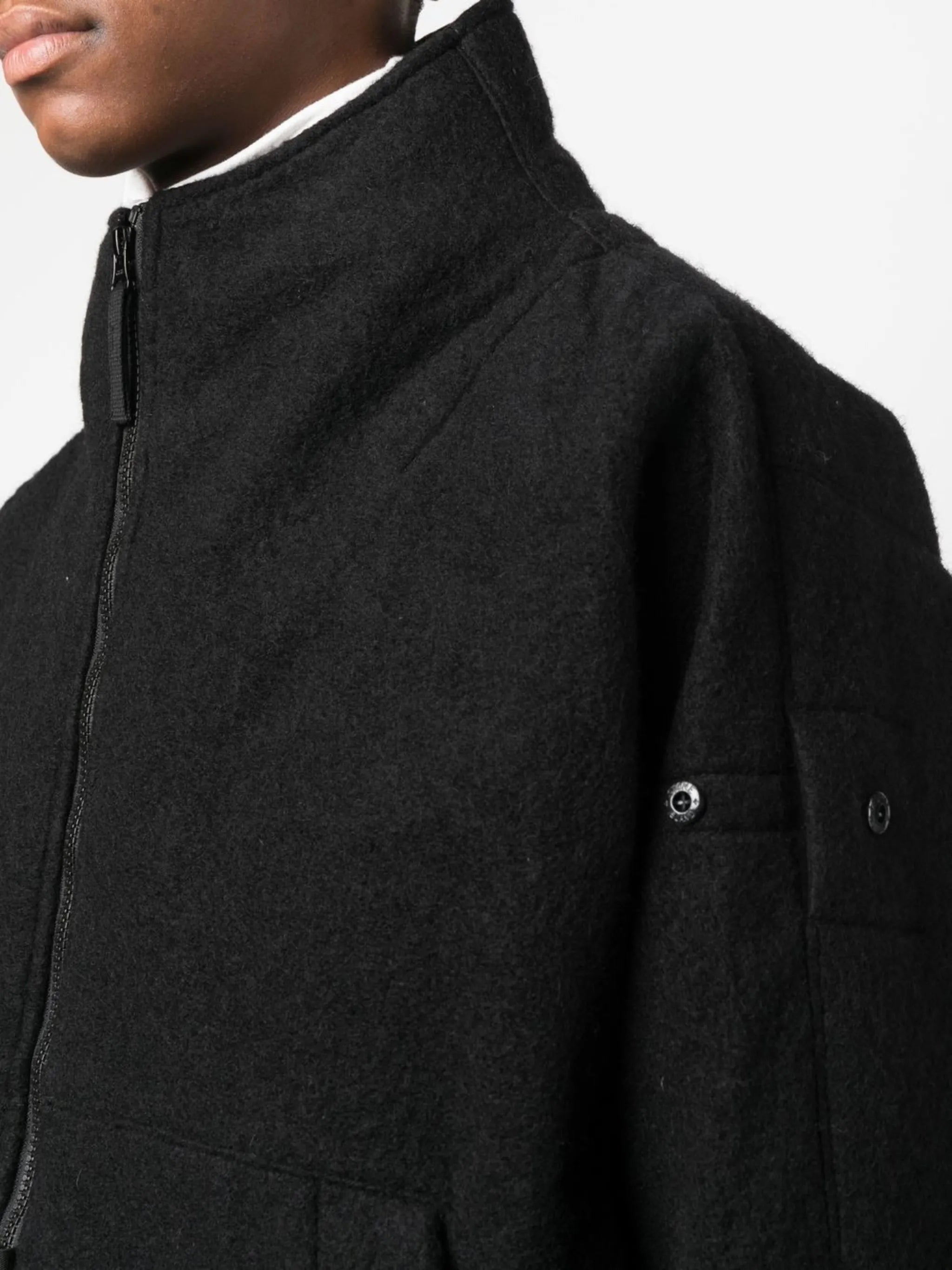 high neck cotton zip-up jacket