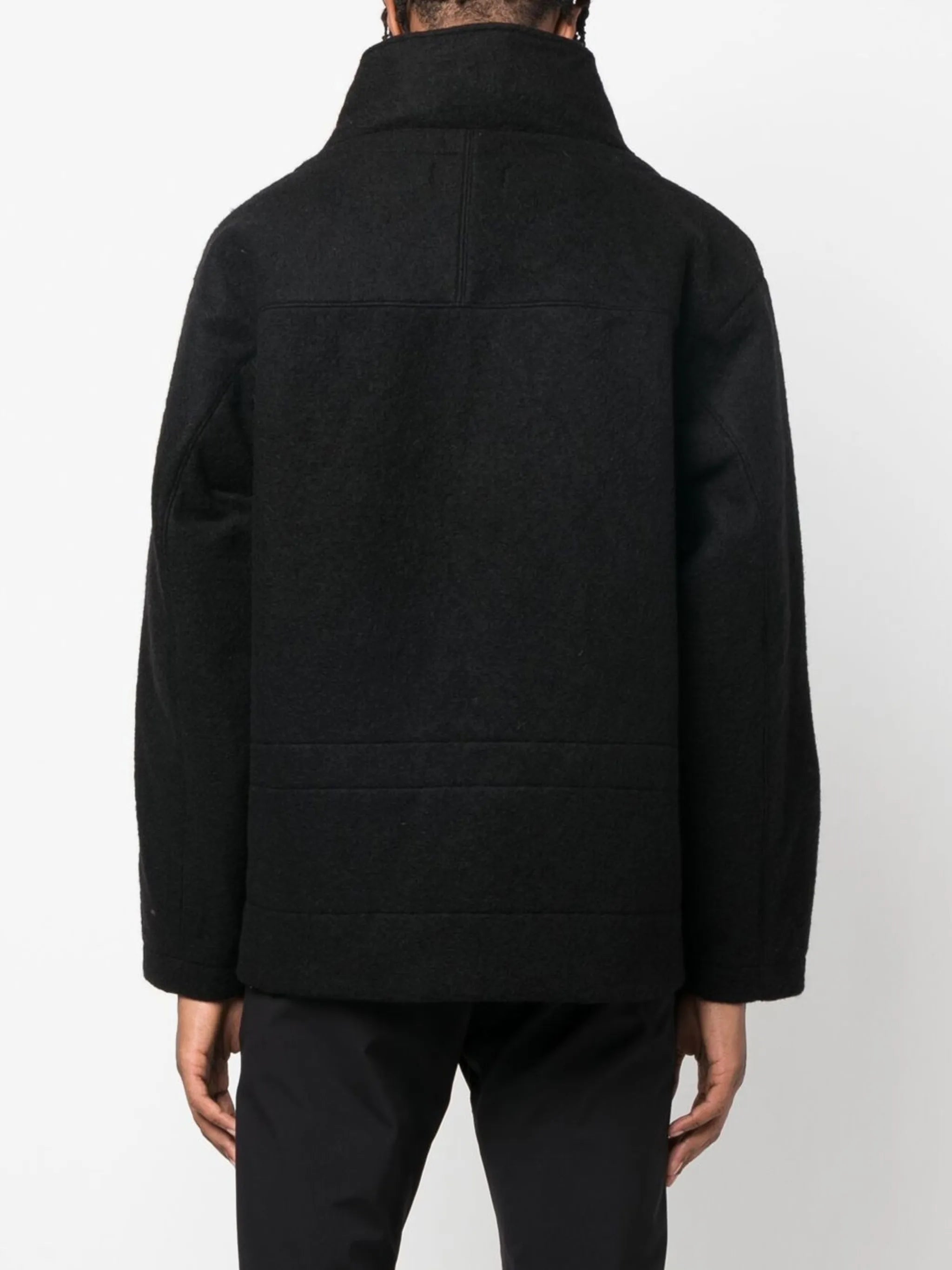 high neck cotton zip-up jacket