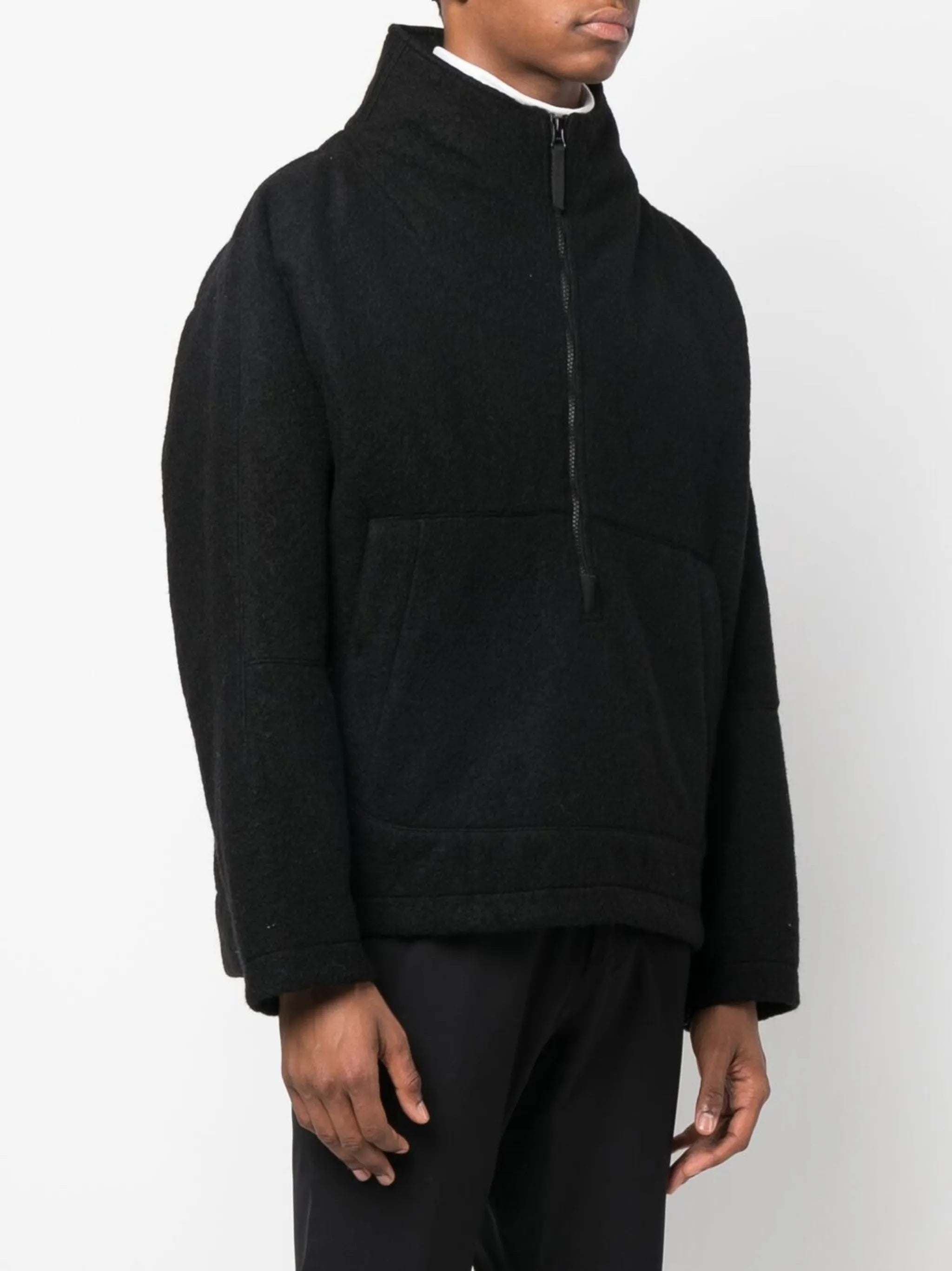 high neck cotton zip-up jacket