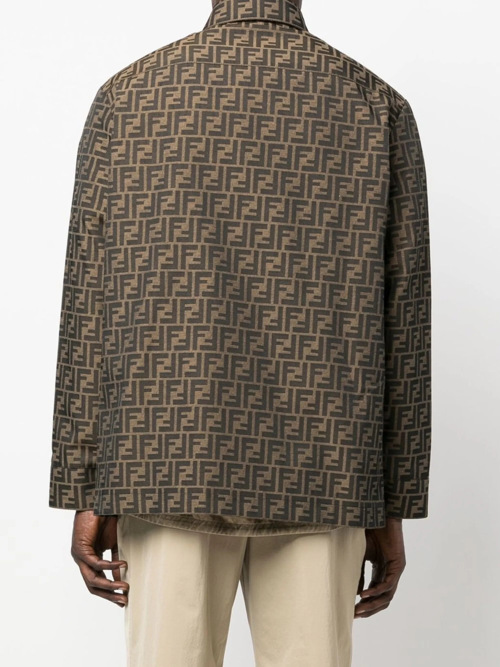 monogram-pattern shirt jacket