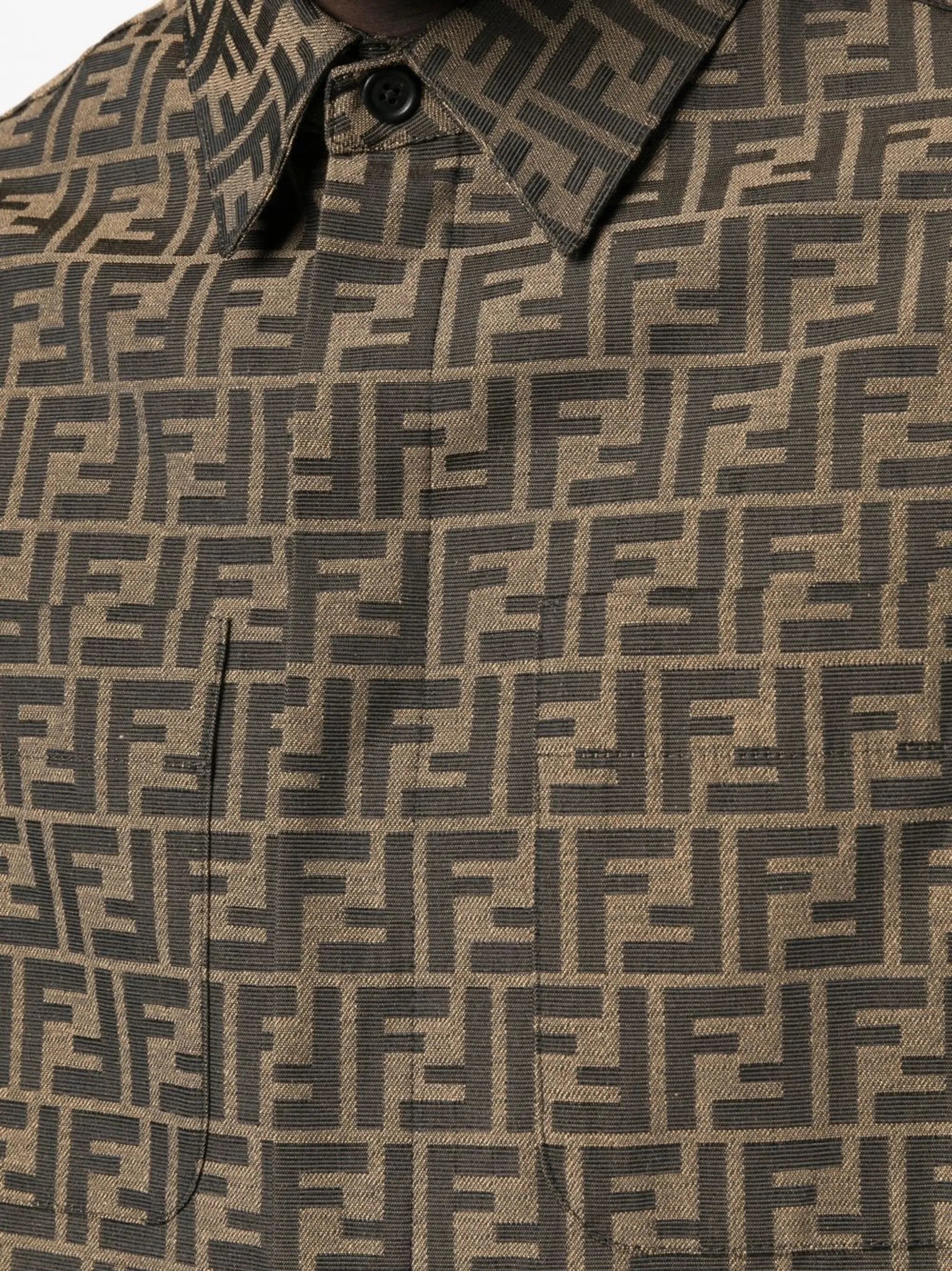 monogram-pattern shirt jacket