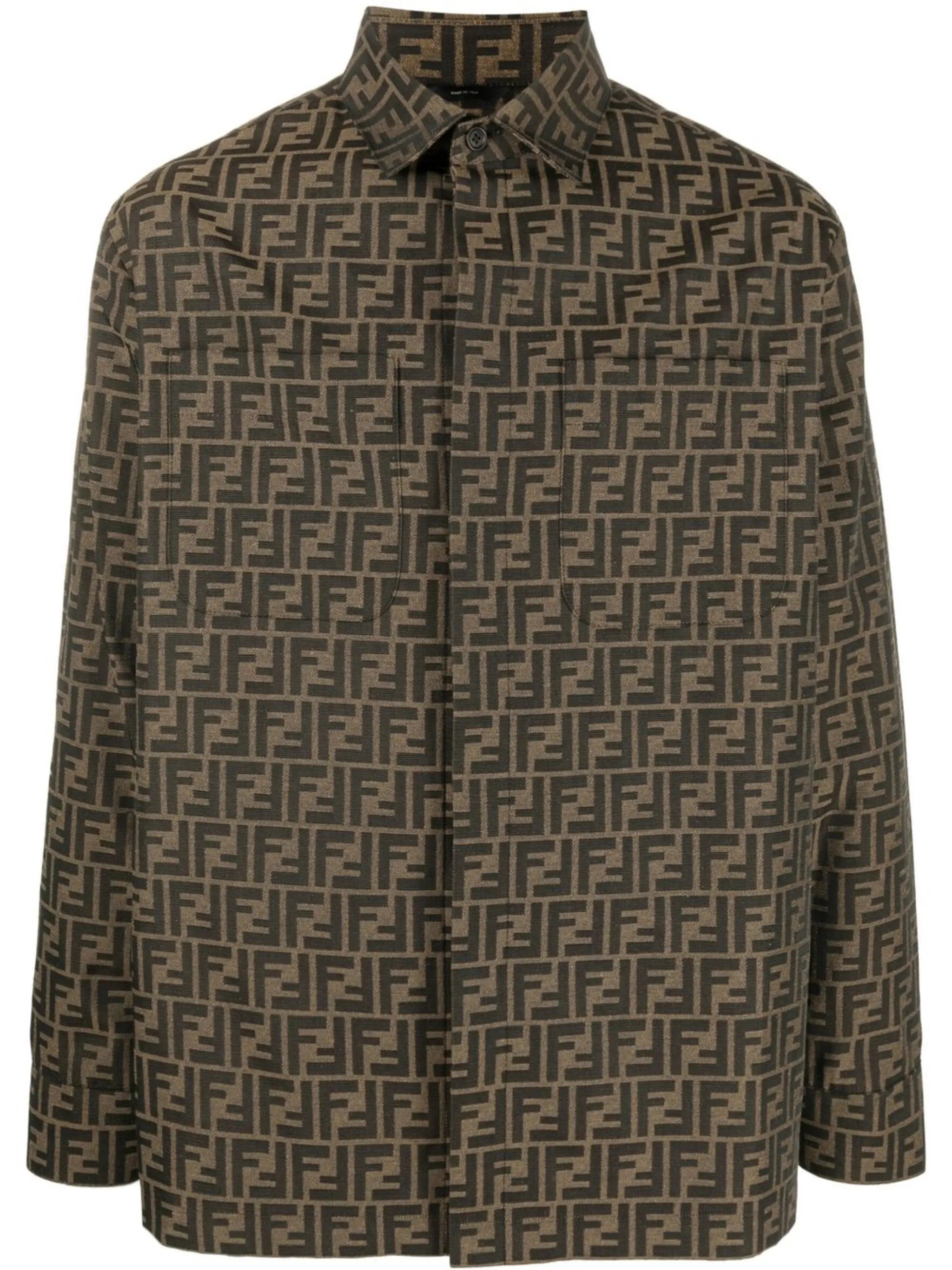 monogram-pattern shirt jacket