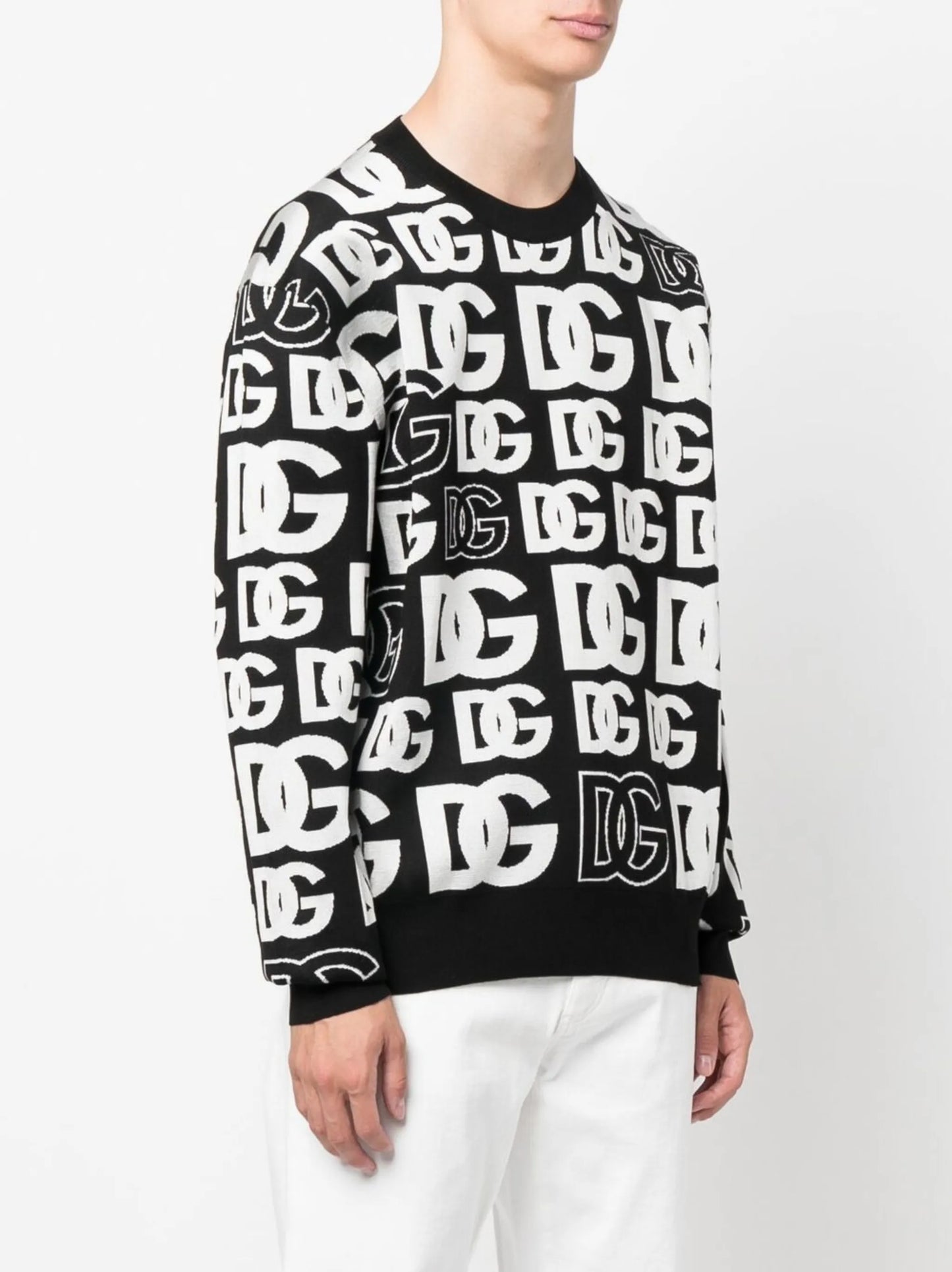 intarsia-logo crew-neck jumper