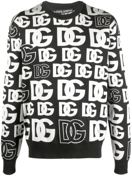 intarsia-logo crew-neck jumper