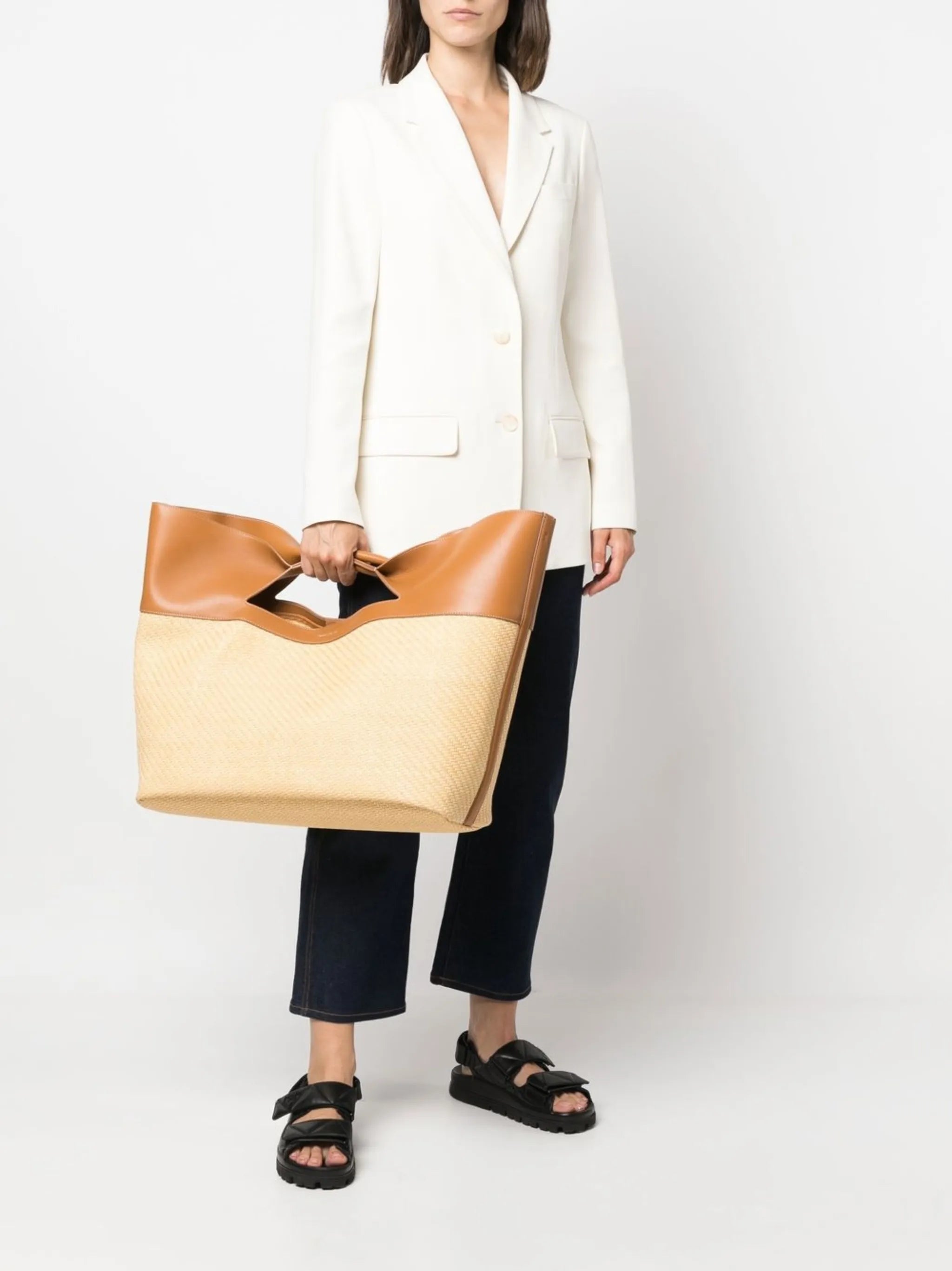The Bow straw-woven tote bag
